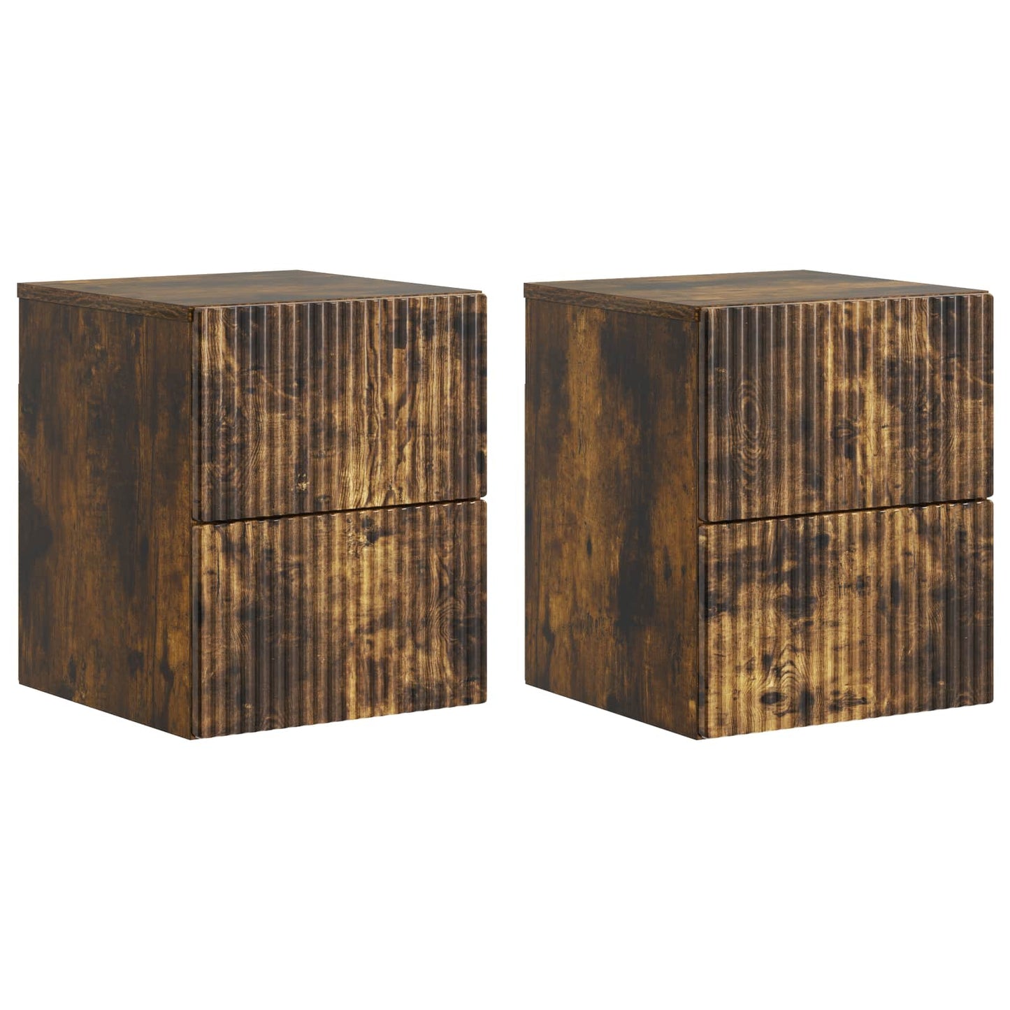 Vegghengt Nattbord med skuff 2 pcs Røkt Eik 33 x 34,5 x 40 cm