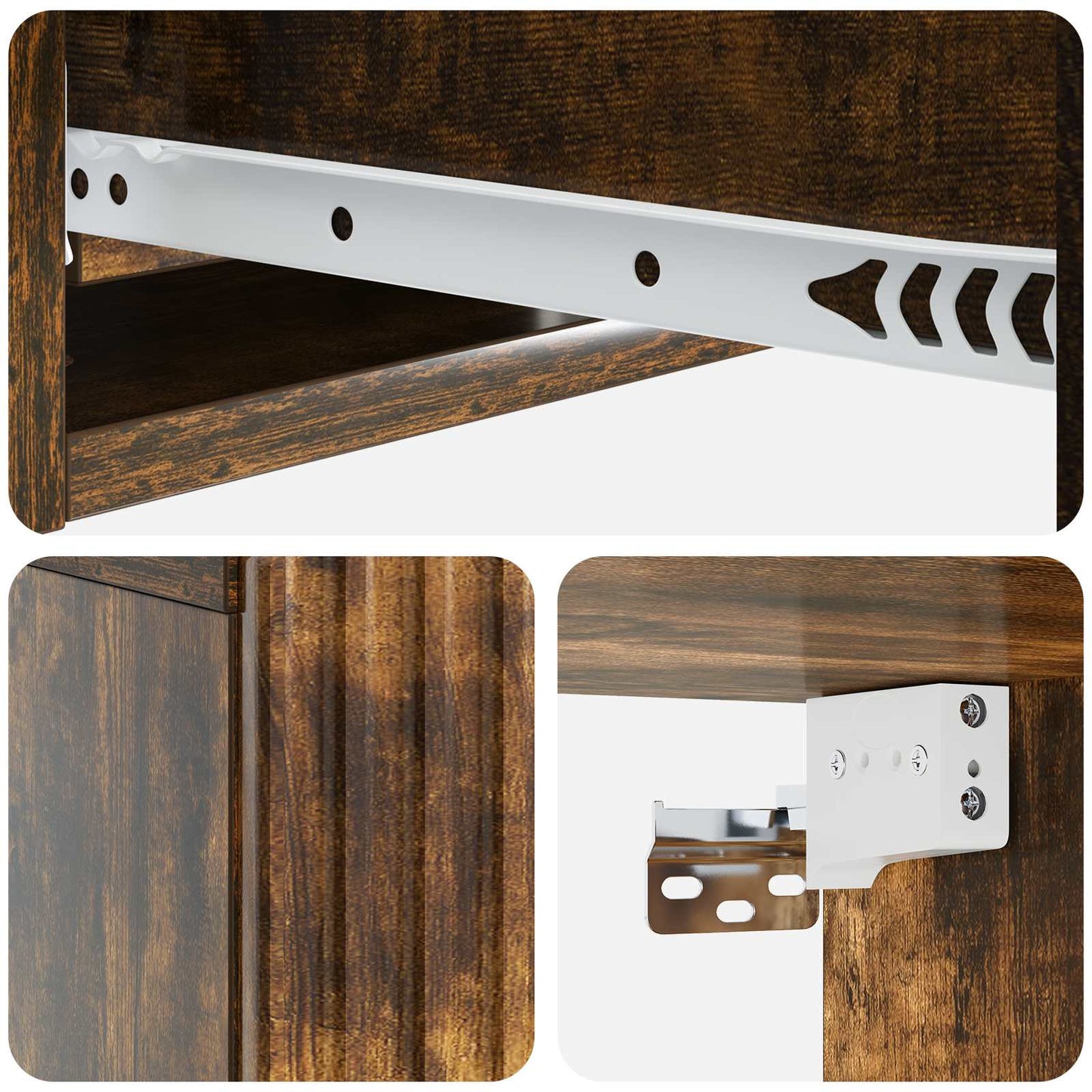 Vegghengt Sidebord Røkt Eik 59 x 34,5 x 17 cm Konstruert tre