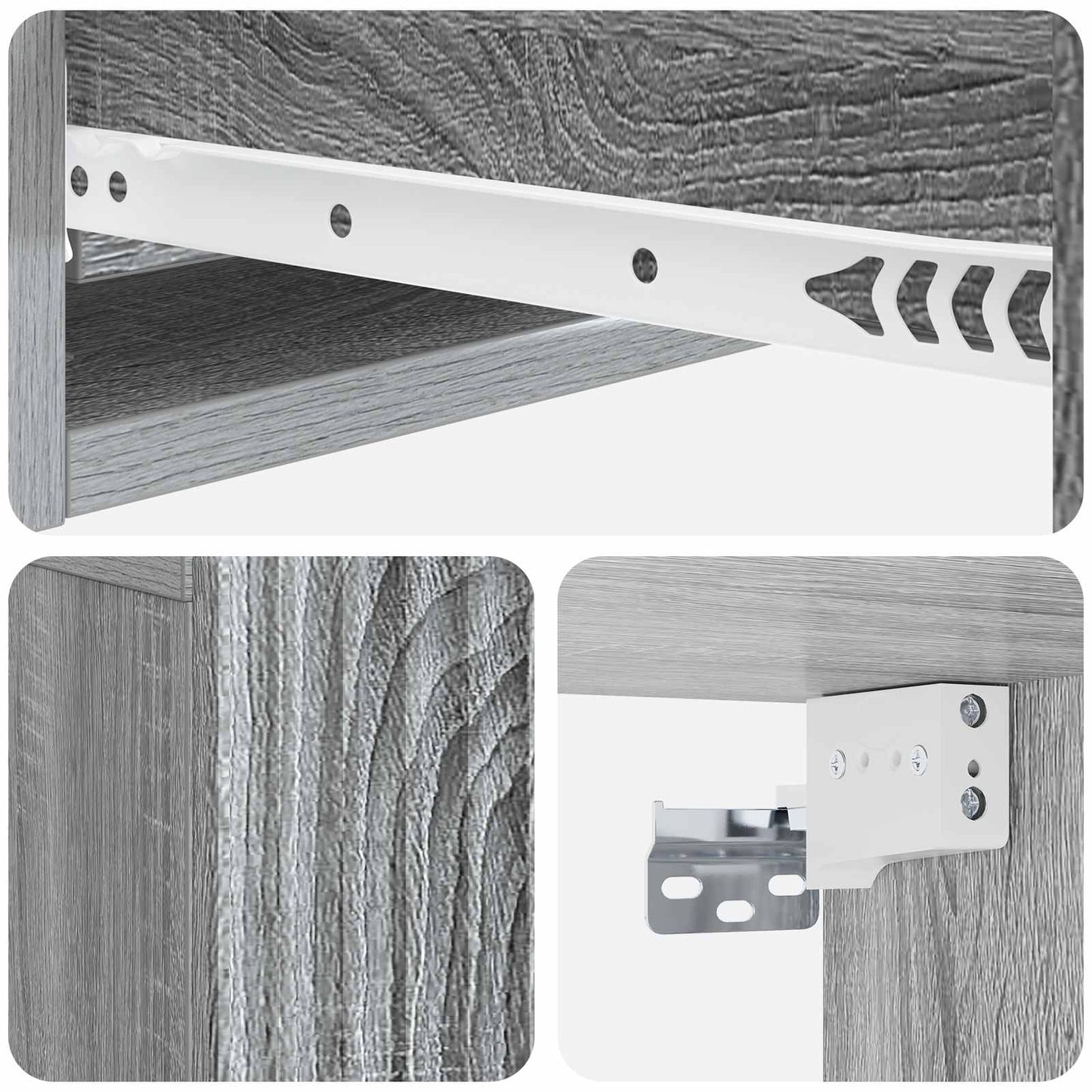 Vegghengt Sidebord Grå sonoma 59 x 34,5 x 17 cm Konstruert tre