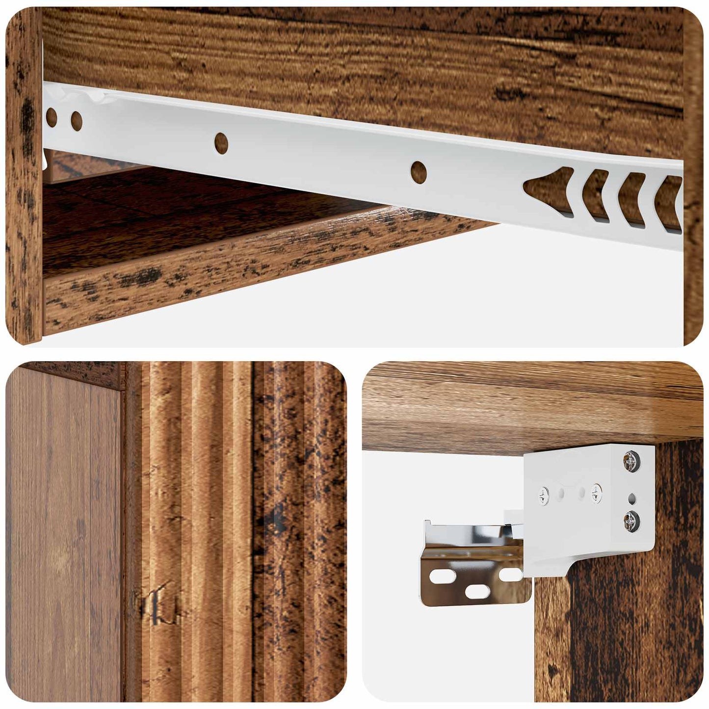 Vegghengt Sidebord Gammelt tre 59 x 34,5 x 17 cm Konstruert tre