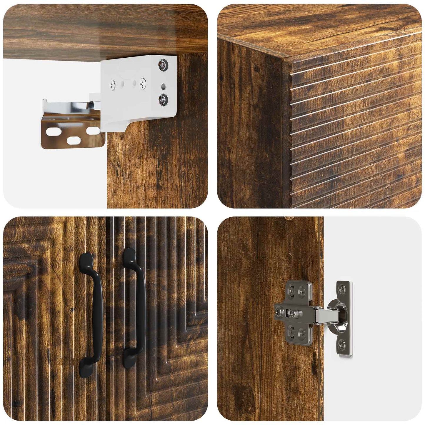 Vegghengt skap Røkt Eik 66 x 34,5 x 90 cm Konstruert tre