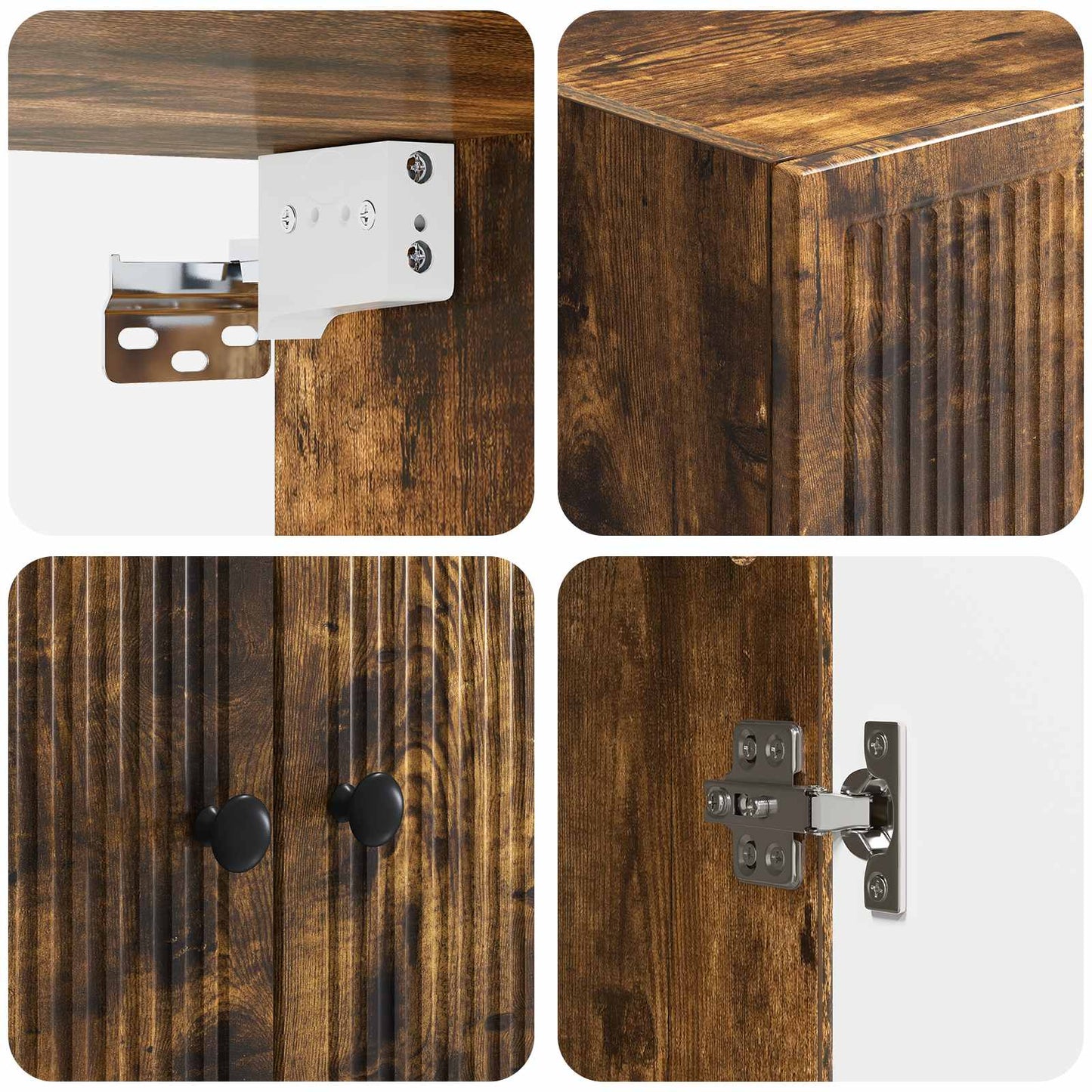 Vegghengt skap Røkt Eik 59 x 31 x 60 cm Konstruert tre