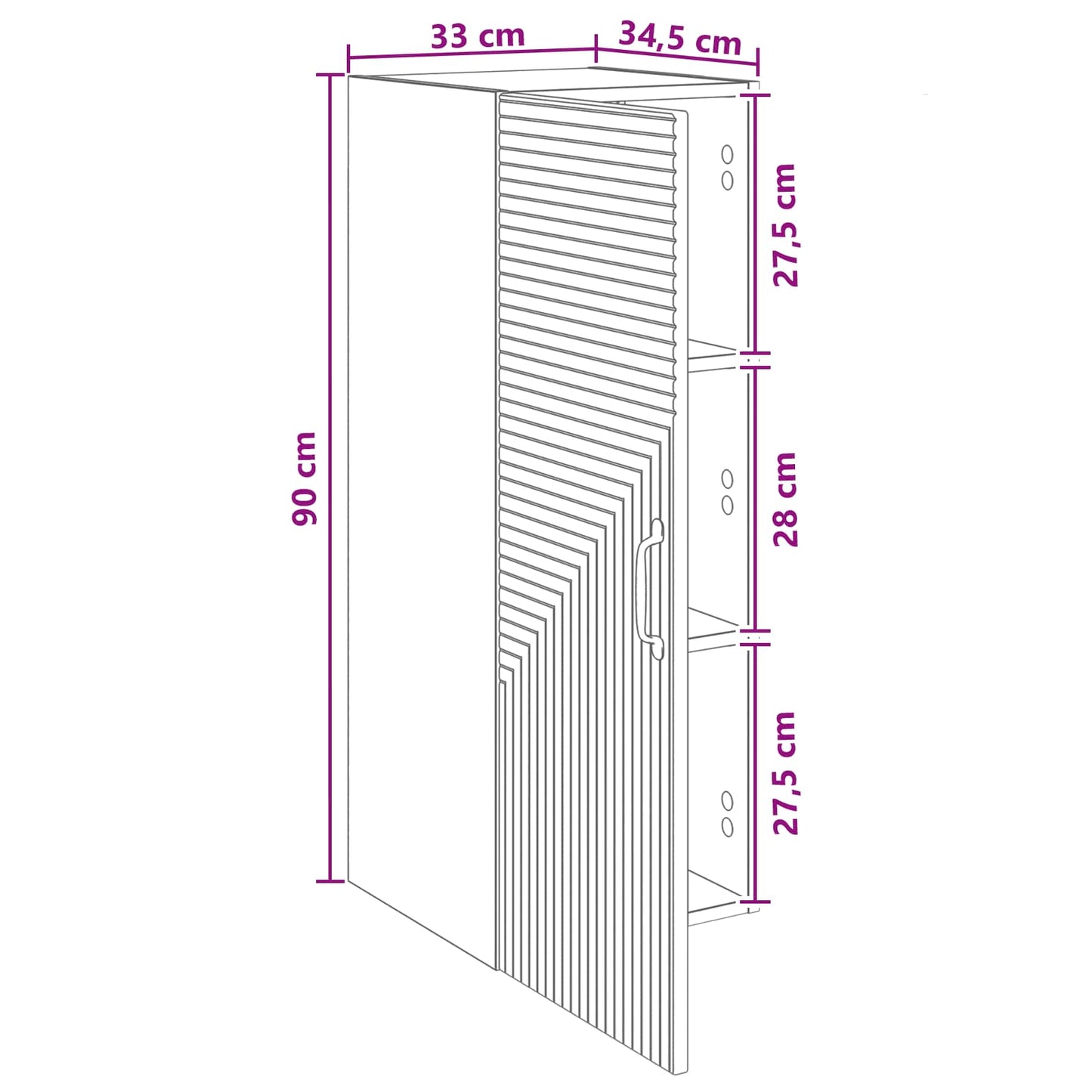 Vegghengt skap Sonoma eik 33 x 34,5 x 90 cm Konstruert tre