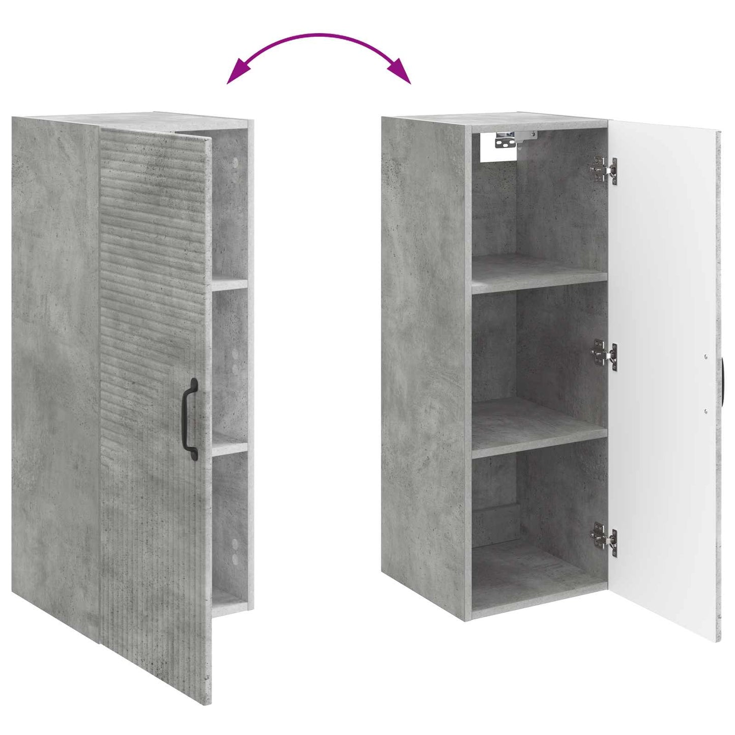 Vegghengt skap Betonggrå 33 x 34,5 x 90 cm Konstruert tre