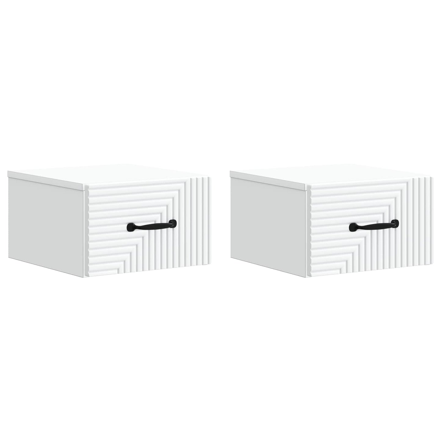 Vegghengt Nattbord 2 pcs Hvit 34,5 x 33 x 20 cm Konstruert tre