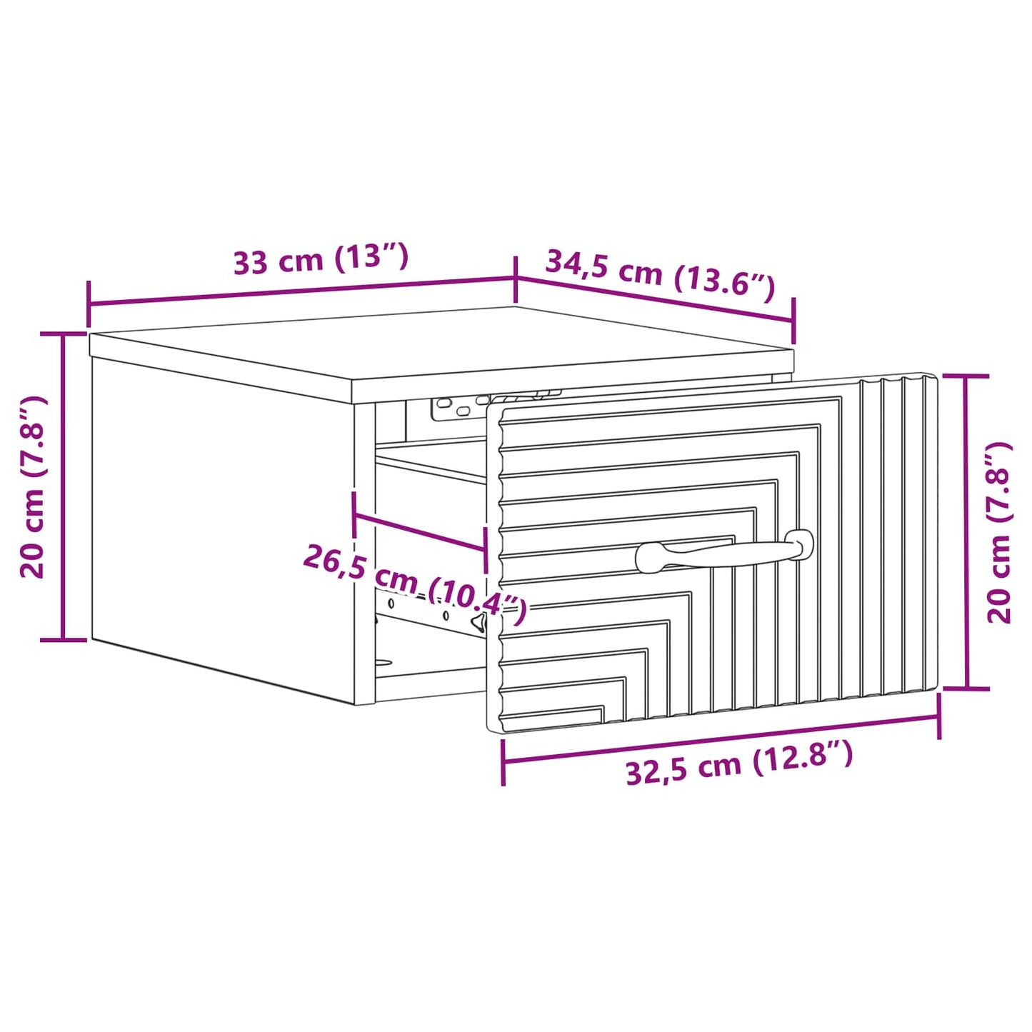 Vegghengt Nattbord Sonoma eik 34,5 x 33 x 20 cm Konstruert tre