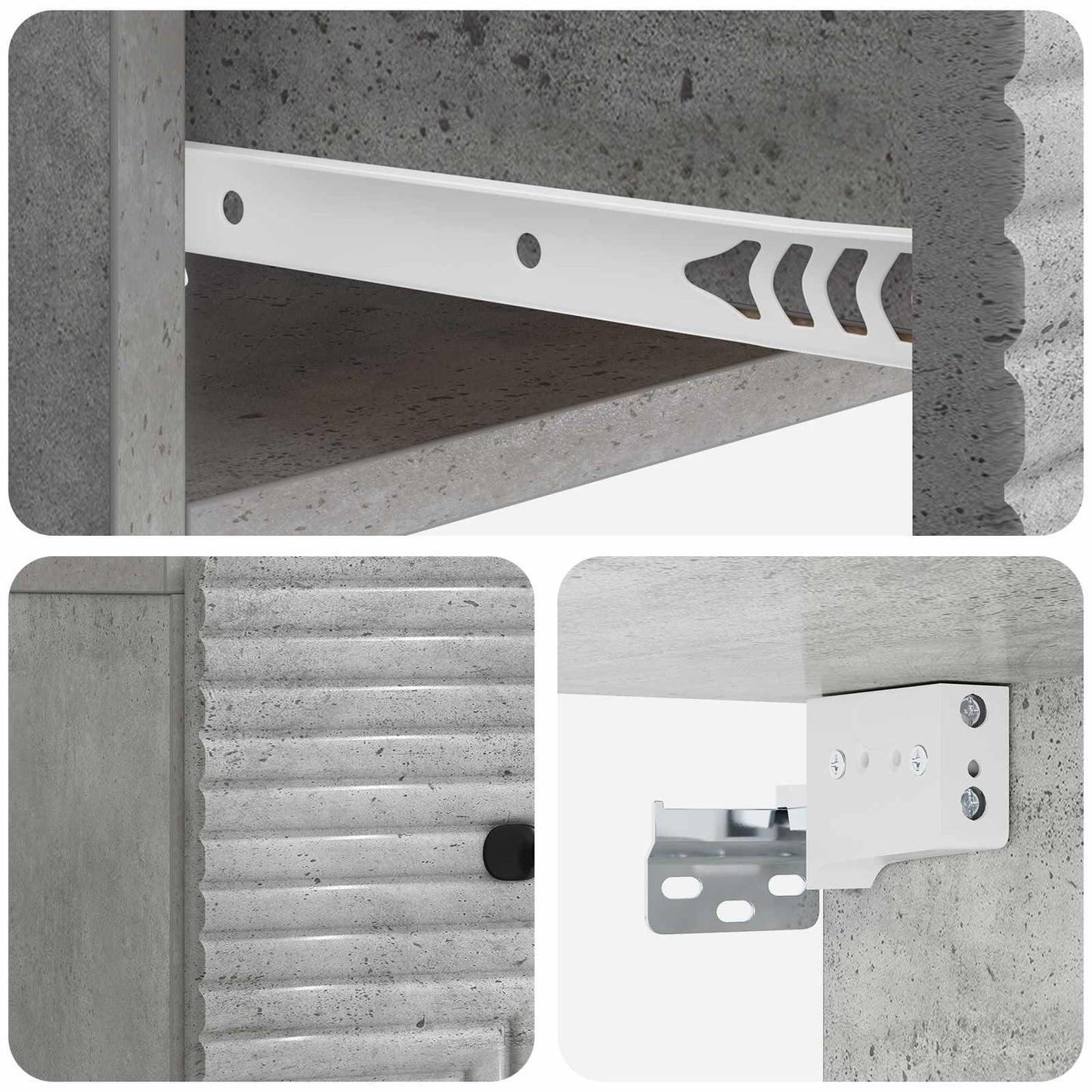 Vegghengt Nattbord Betonggrå 34,5 x 33 x 20 cm Konstruert tre