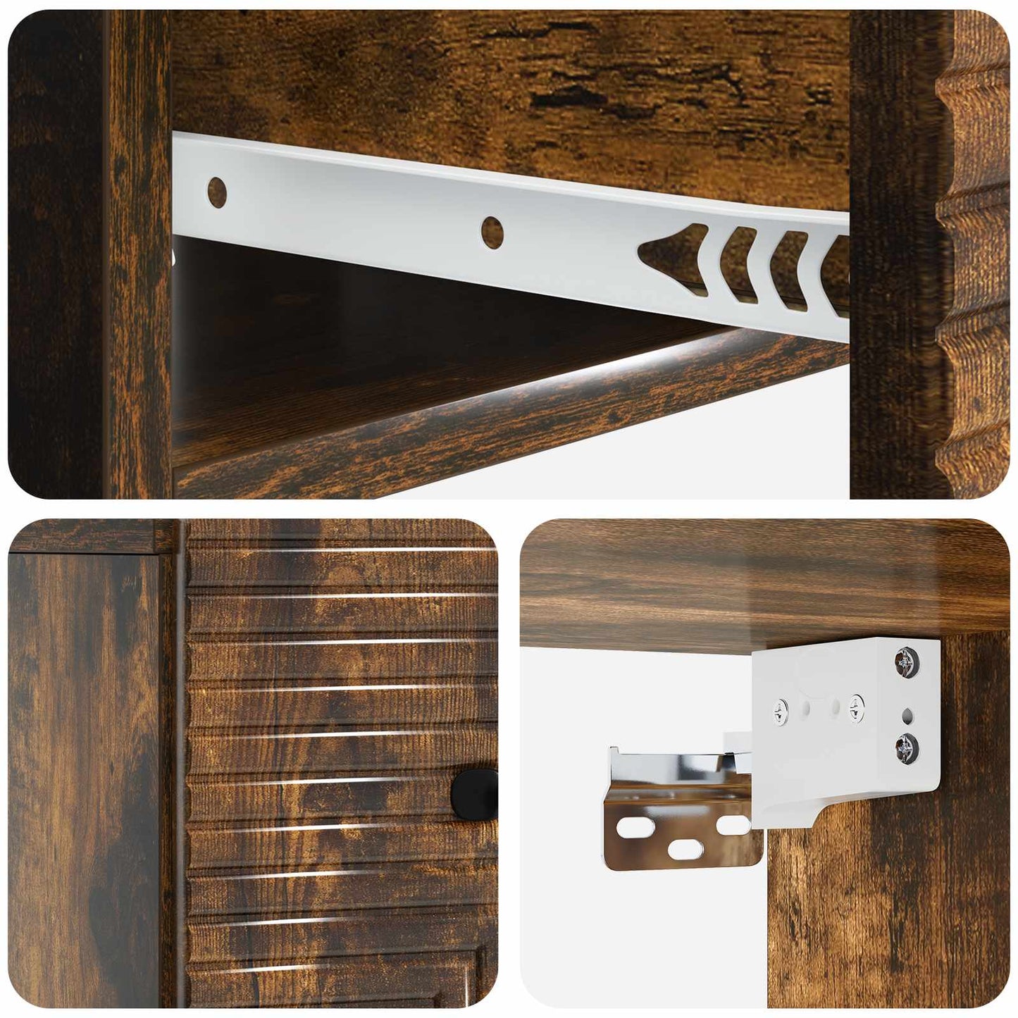 Vegghengt Nattbord Røkt Eik 34,5 x 33 x 20 cm Konstruert tre