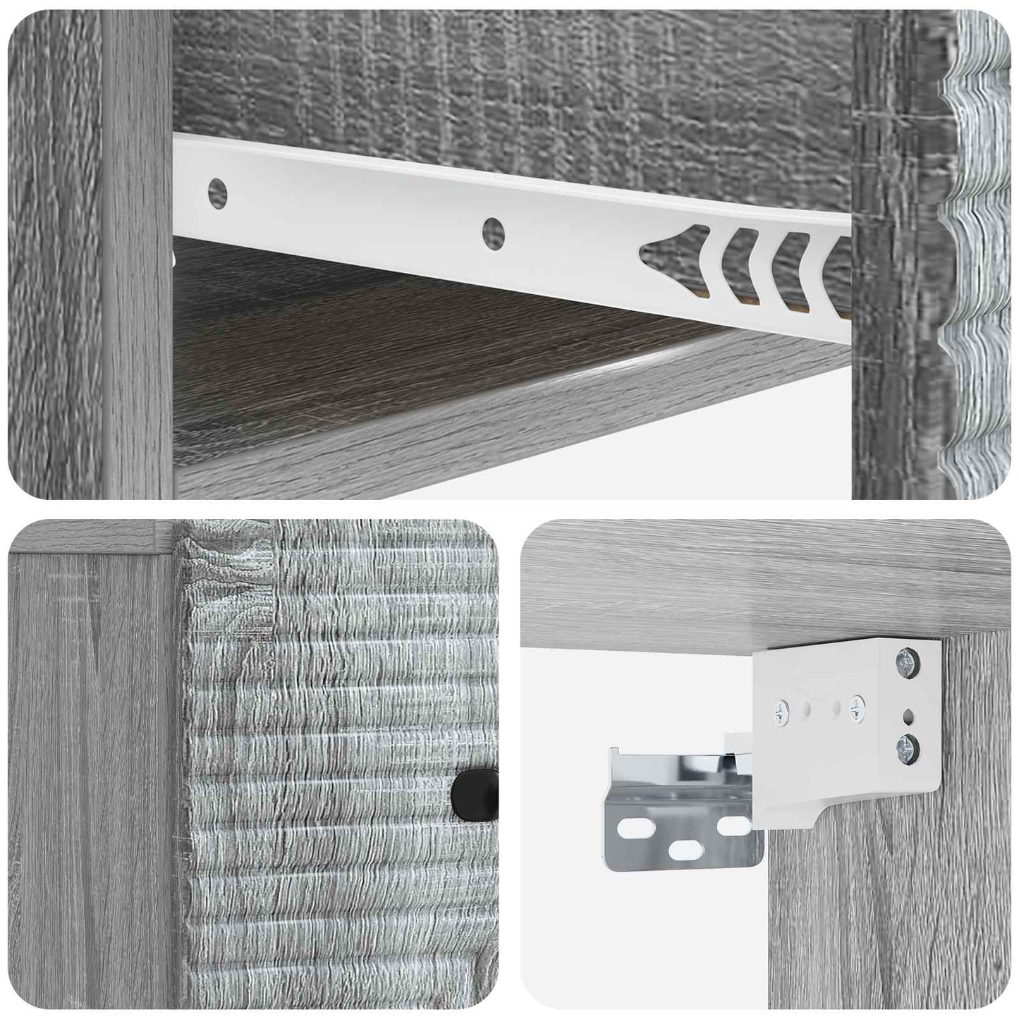 Vegghengt Nattbord med skuff 2 pcs Grå sonoma 34,5 x 33 x 20 cm