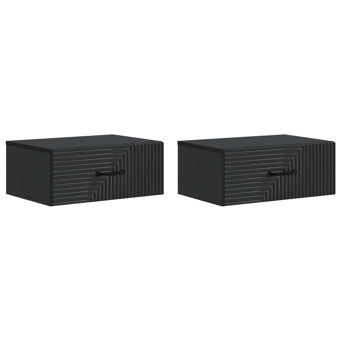 Vegghengt Nattbord 2 pcs Svart 49 x 34,5 x 20 cm Konstruert tre