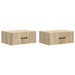 Vegghengt Nattbord med skuff 2 pcs Sonoma eik 49 x 34,5 x 20 cm
