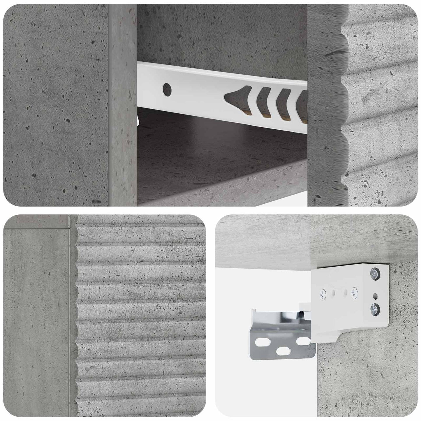 Vegghengt Nattbord Betonggrå 49 x 34,5 x 20 cm Konstruert tre