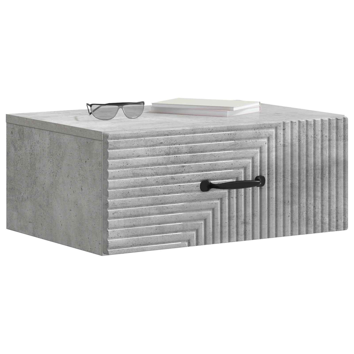 Vegghengt Nattbord Betonggrå 49 x 34,5 x 20 cm Konstruert tre