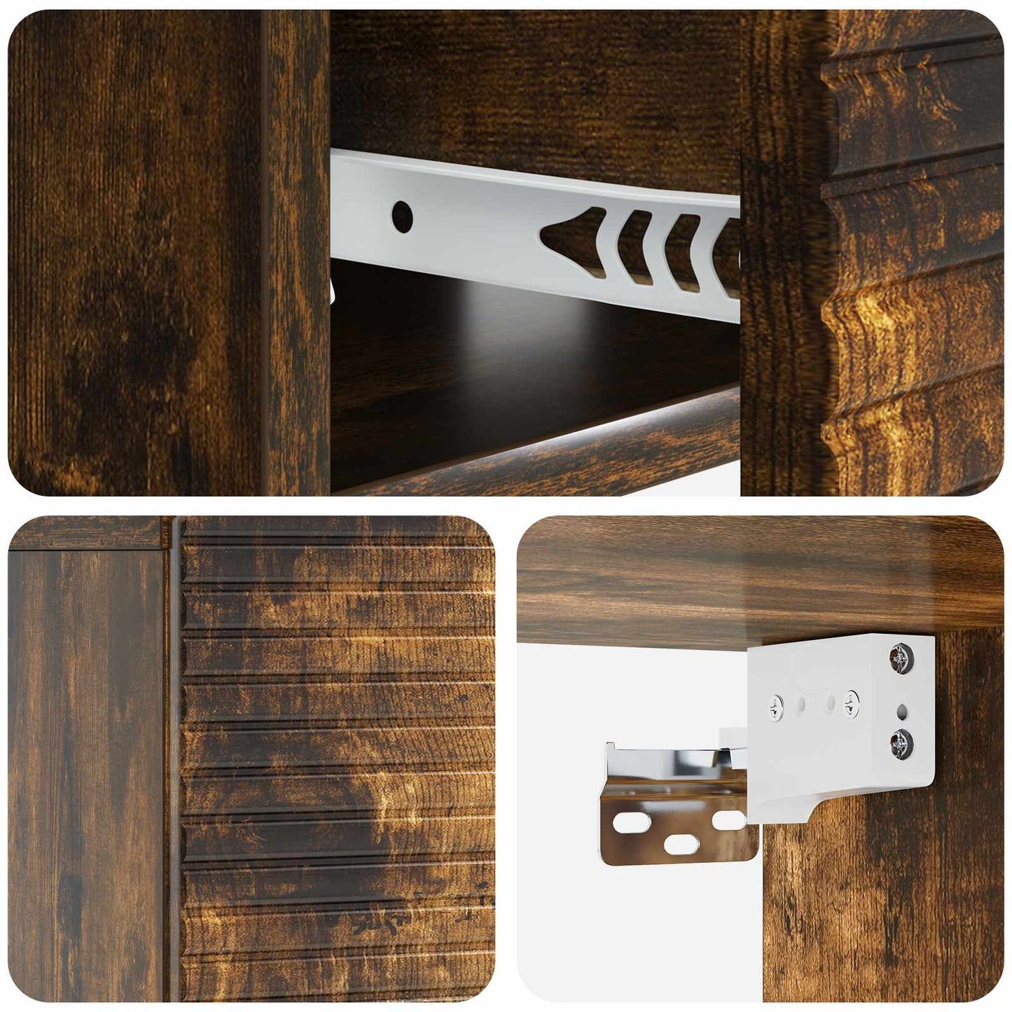 Vegghengt Nattbord Røkt Eik 49 x 34,5 x 20 cm Konstruert tre