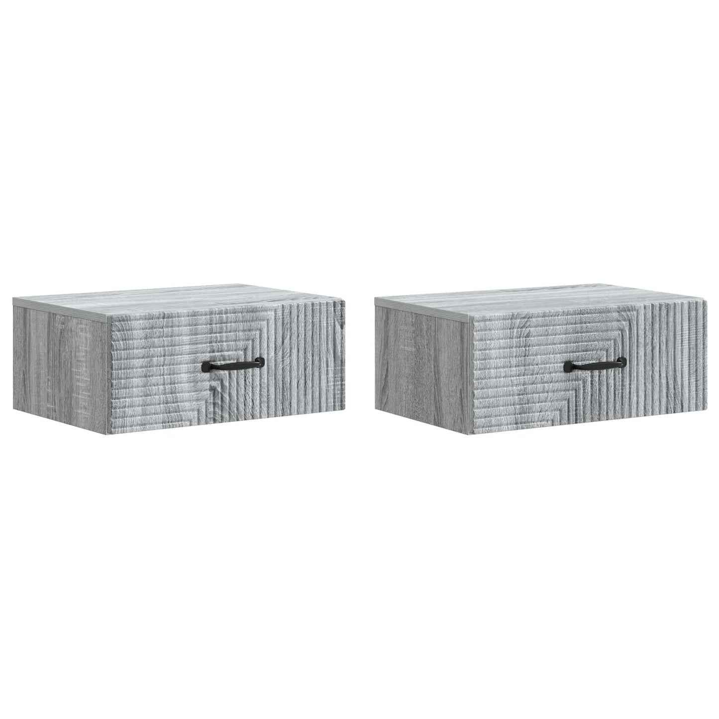 Vegghengt Nattbord med skuff 2 pcs Grå sonoma 49 x 34,5 x 20 cm