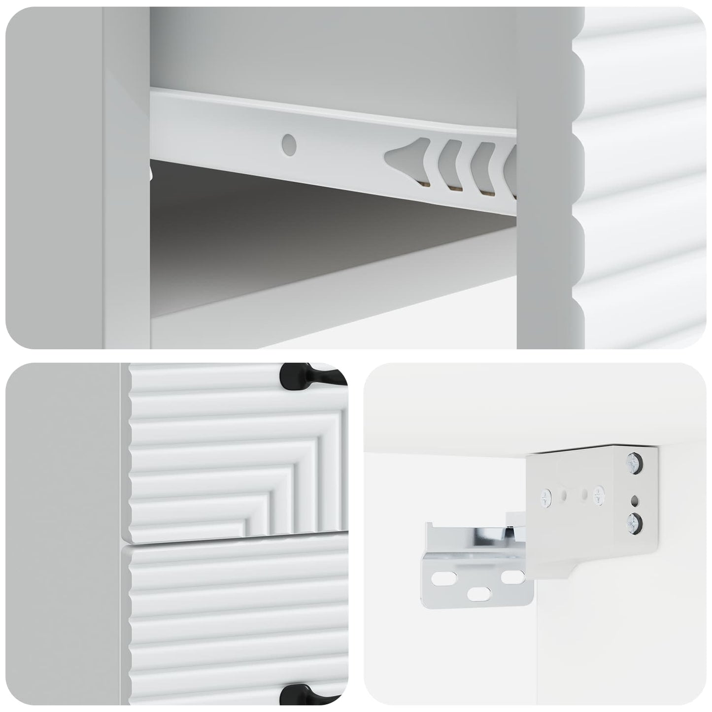 Vegghengt Nattbord 2 pcs Hvit 34,5 x 33 x 40 cm Konstruert tre
