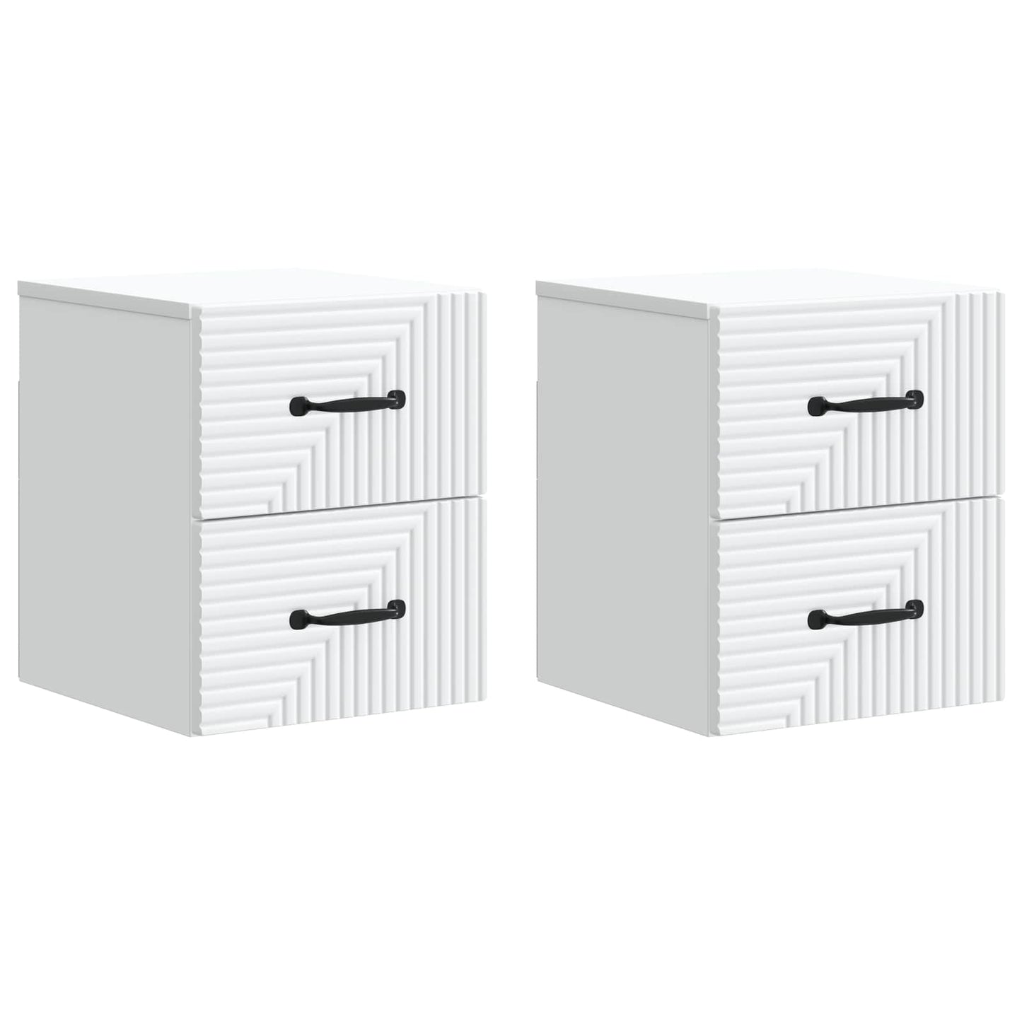 Vegghengt Nattbord 2 pcs Hvit 34,5 x 33 x 40 cm Konstruert tre