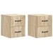 Vegghengt Nattbord med skuff 2 pcs Sonoma eik 34,5 x 33 x 40 cm