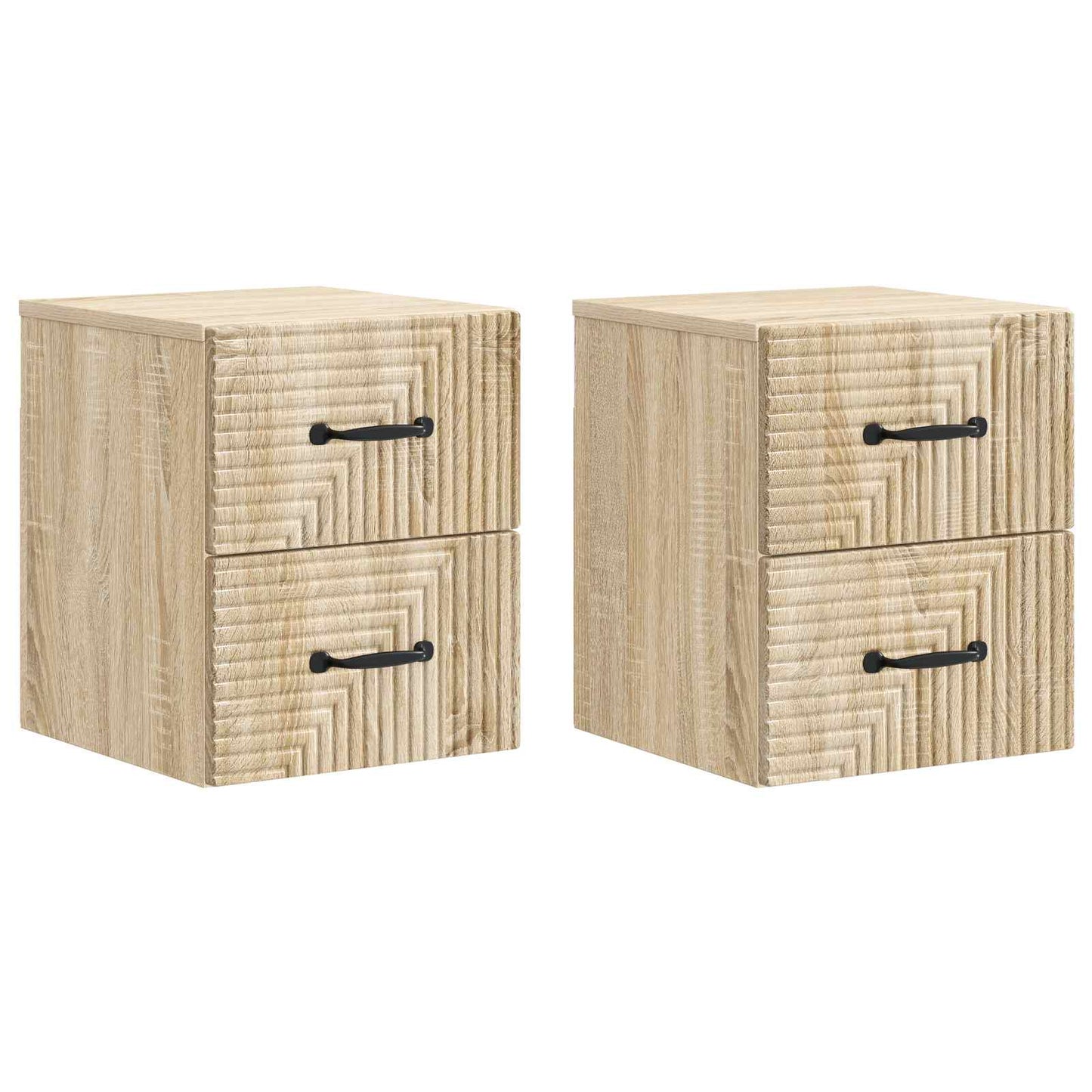 Vegghengt Nattbord med skuff 2 pcs Sonoma eik 34,5 x 33 x 40 cm