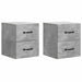 Vegghengt Nattbord med skuff 2 pcs Betonggrå 34,5 x 33 x 40 cm