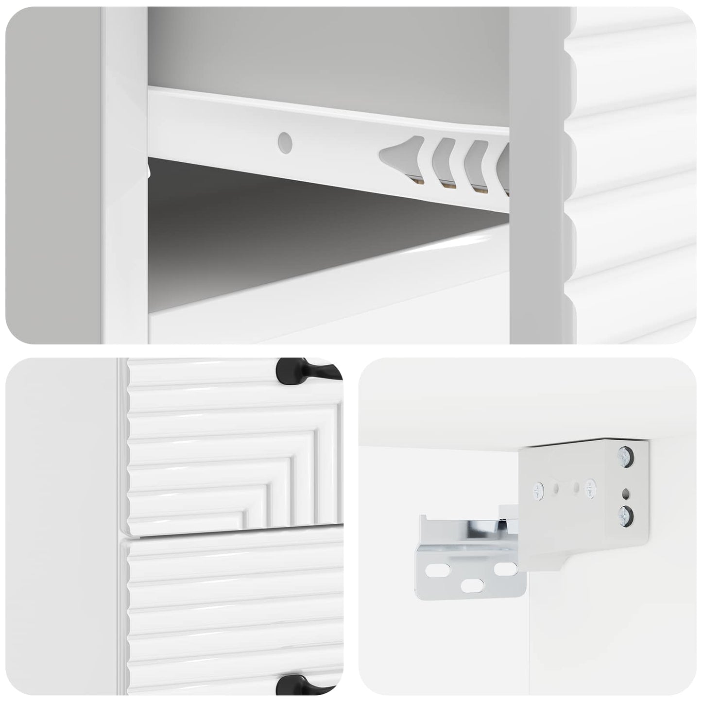 Vegghengt Nattbord 2 pcs Høgglans hvit 34,5 x 33 x 40 cm