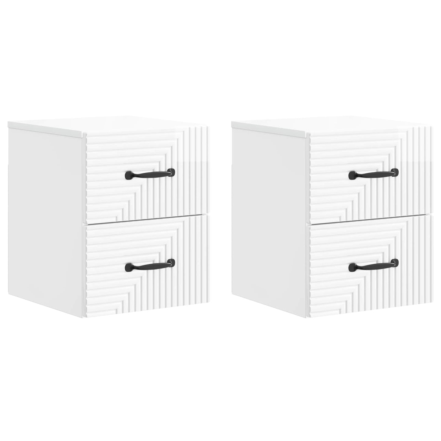 Vegghengt Nattbord 2 pcs Høgglans hvit 34,5 x 33 x 40 cm