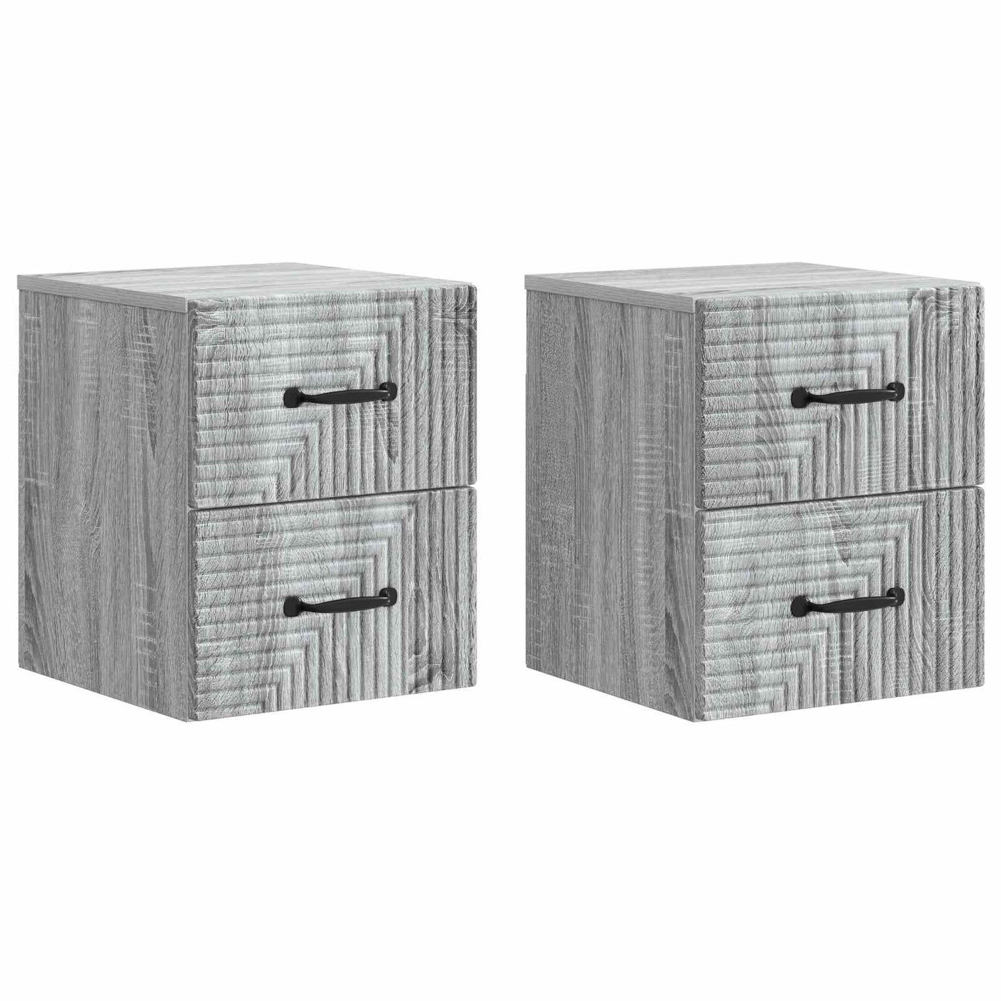 Vegghengt Nattbord med skuff 2 pcs Grå sonoma 34,5 x 33 x 40 cm