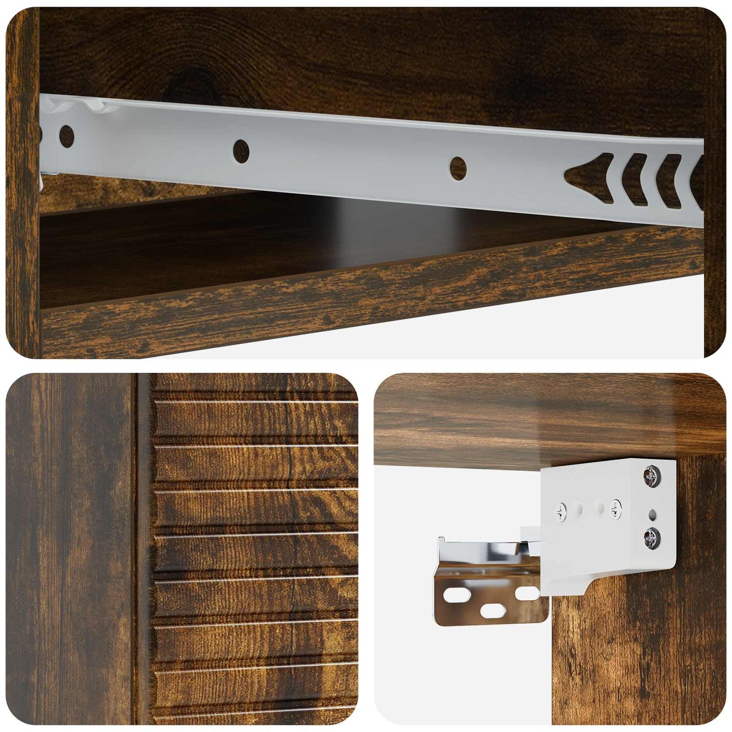 Vegghengt Sidebord Røkt Eik 59 x 34,5 x 17 cm Konstruert tre
