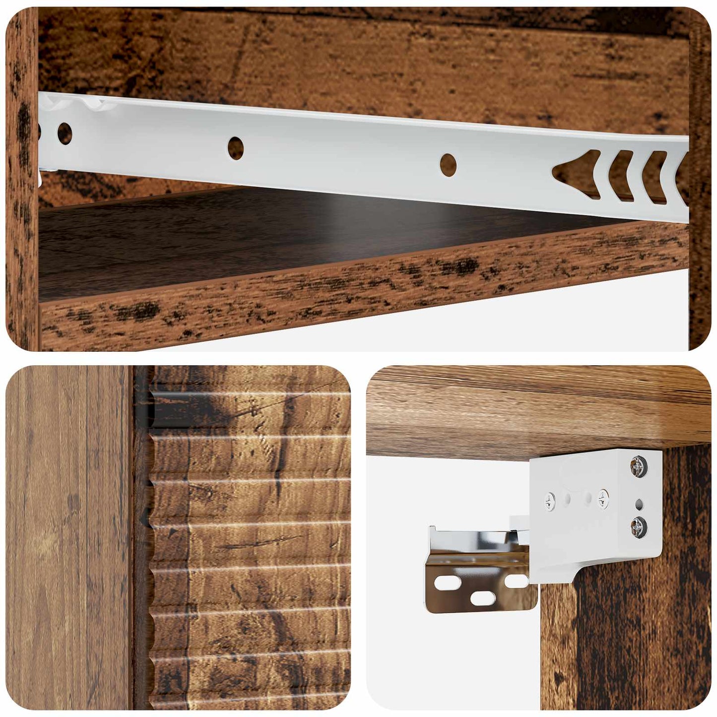 Vegghengt Sidebord Gammelt tre 59 x 34,5 x 17 cm Konstruert tre