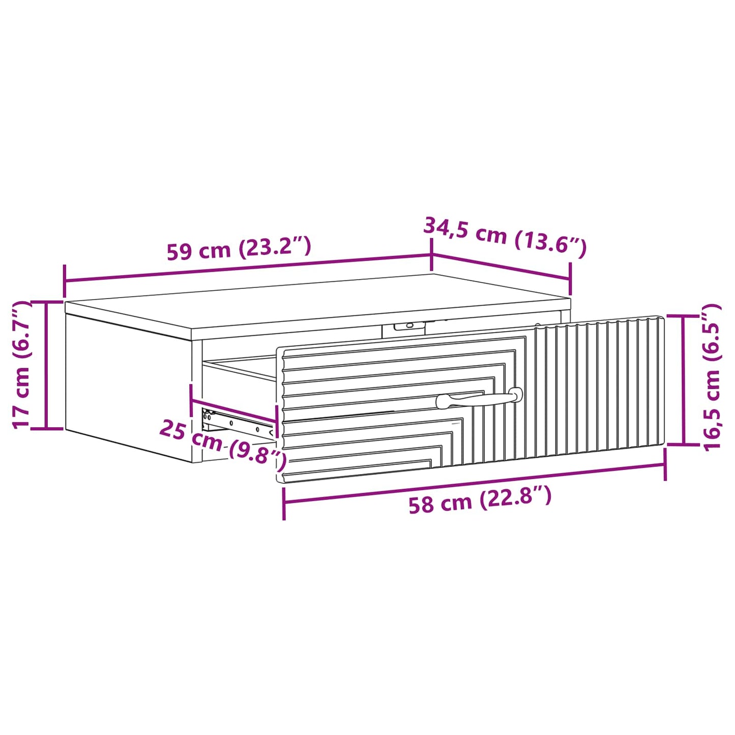 Vegghengt Sidebord 59 x 34,5 x 17 cm Konstruert tre Artisan eik