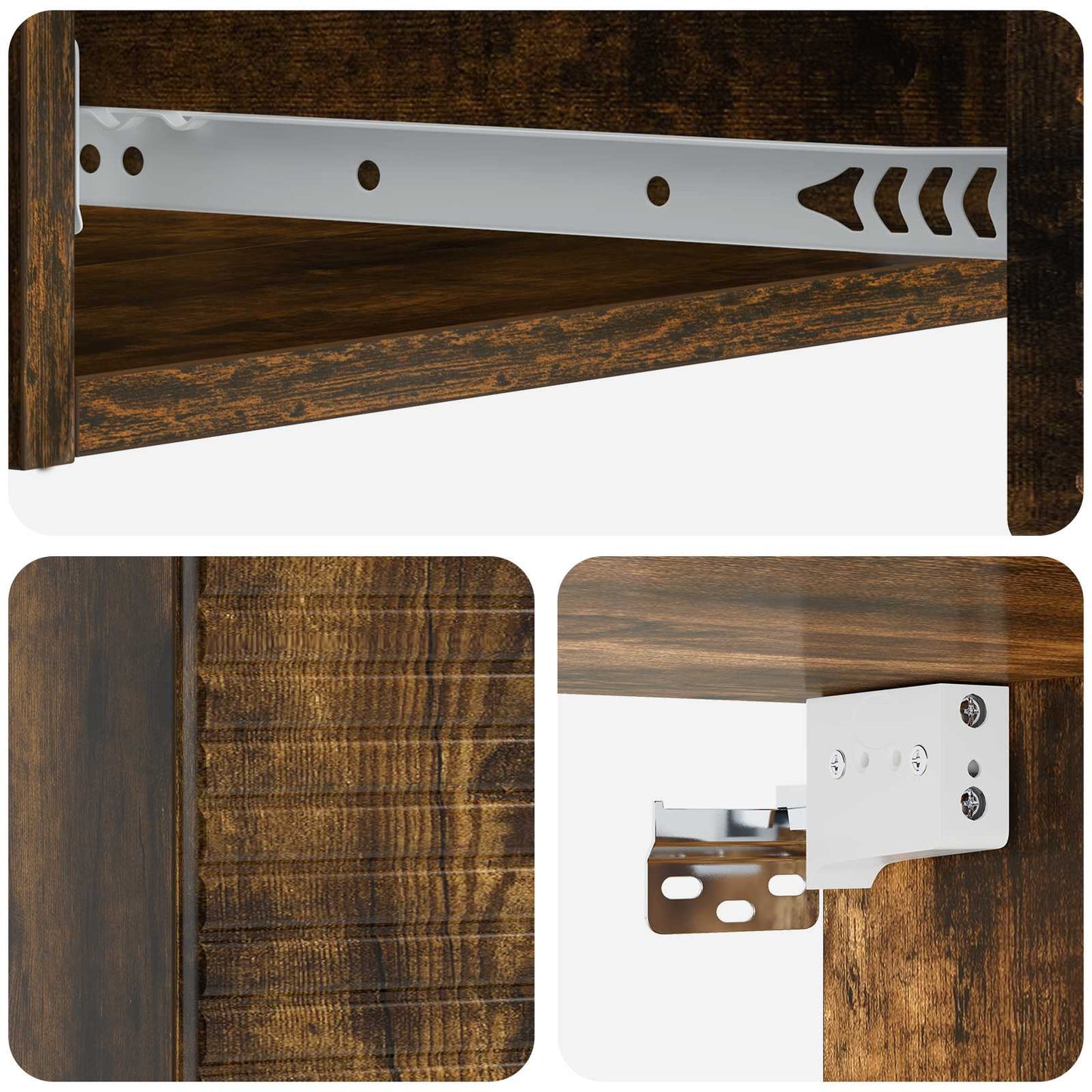 Vegghengt Sidebord Røkt Eik 87,5 x 34,5 x 17 cm Konstruert tre