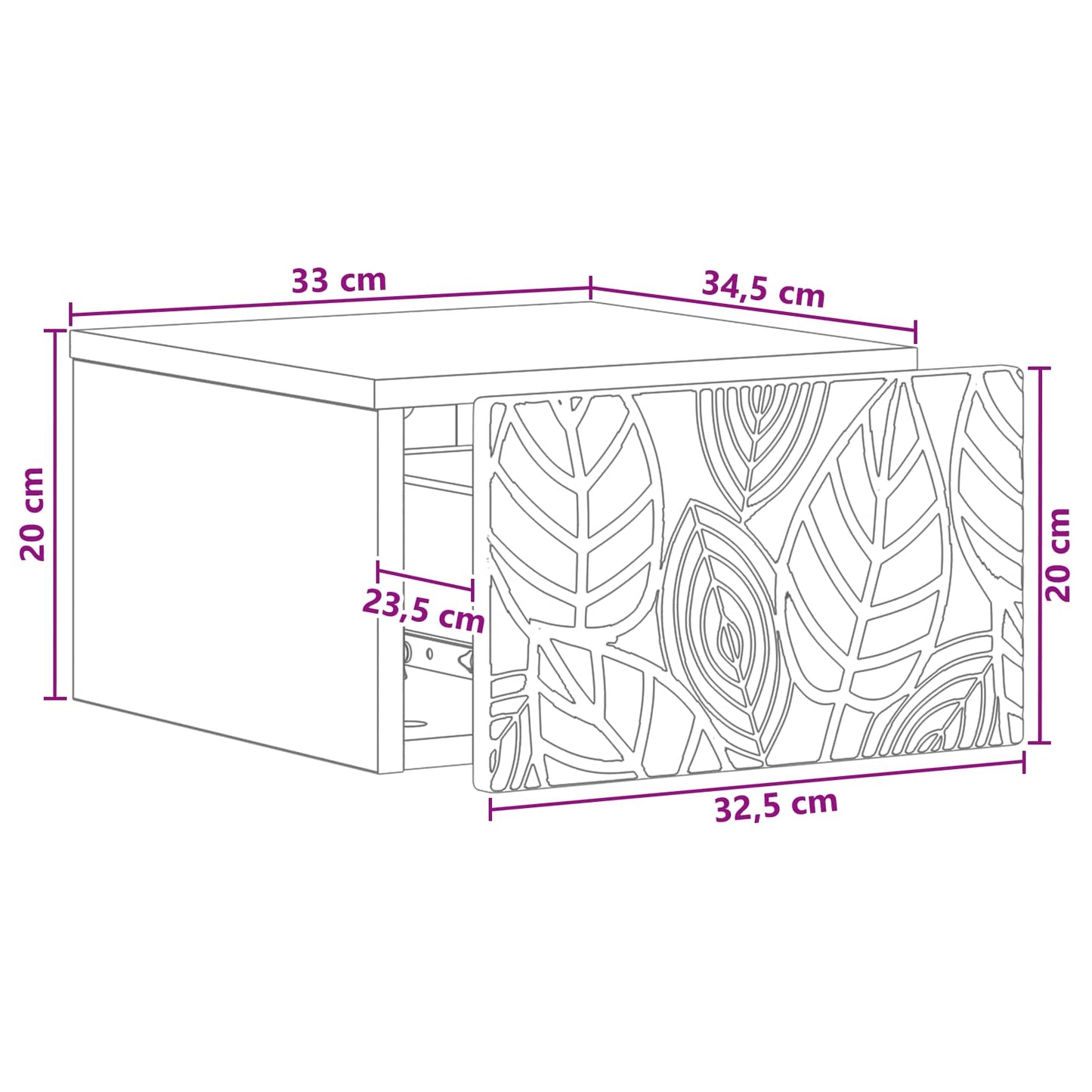 Vegghengt Sidebord 2 pcs Røkt Eik 34,5 x 33 x 20 cm