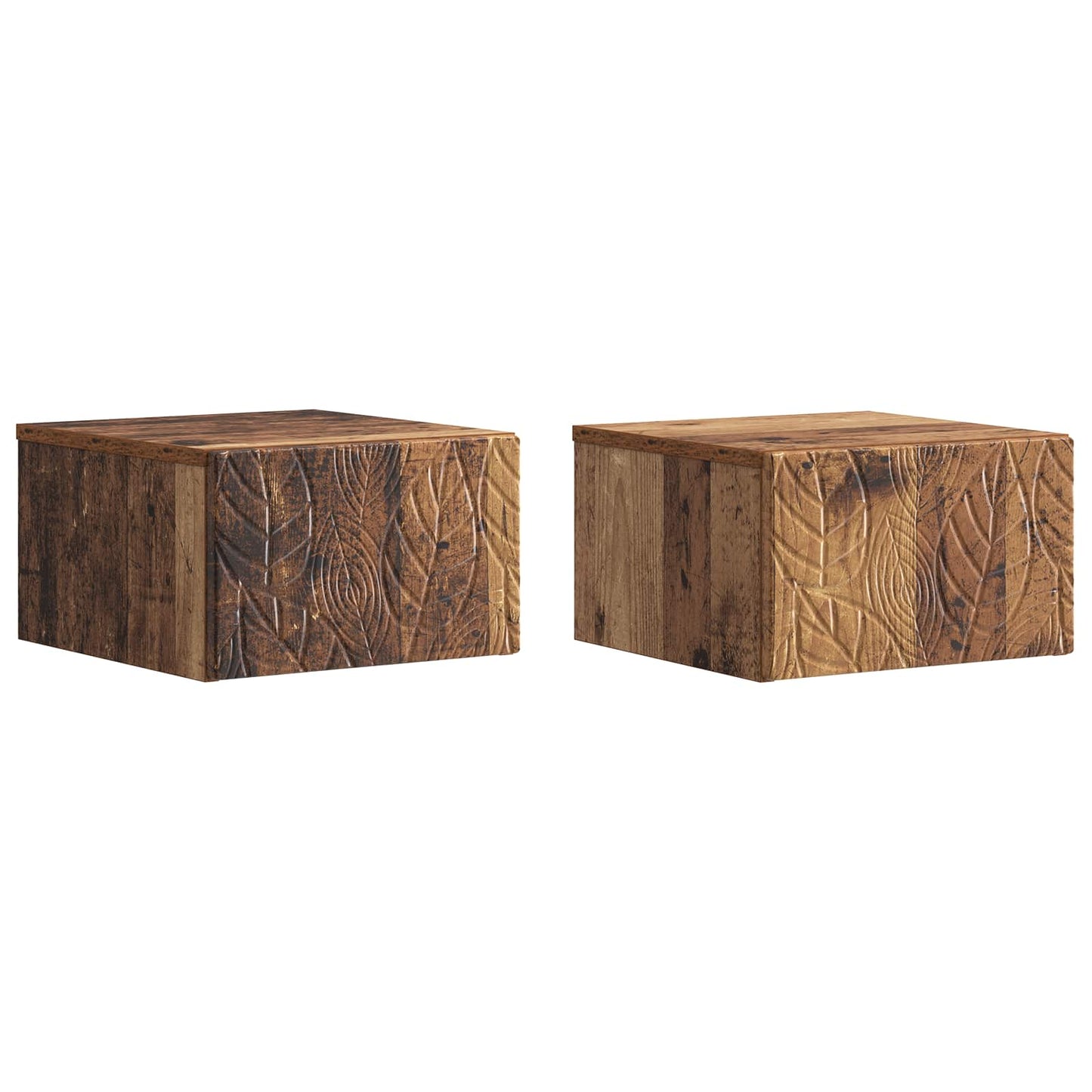 Vegghengt Sidebord 2 pcs Gammelt tre 34,5 x 33 x 20 cm