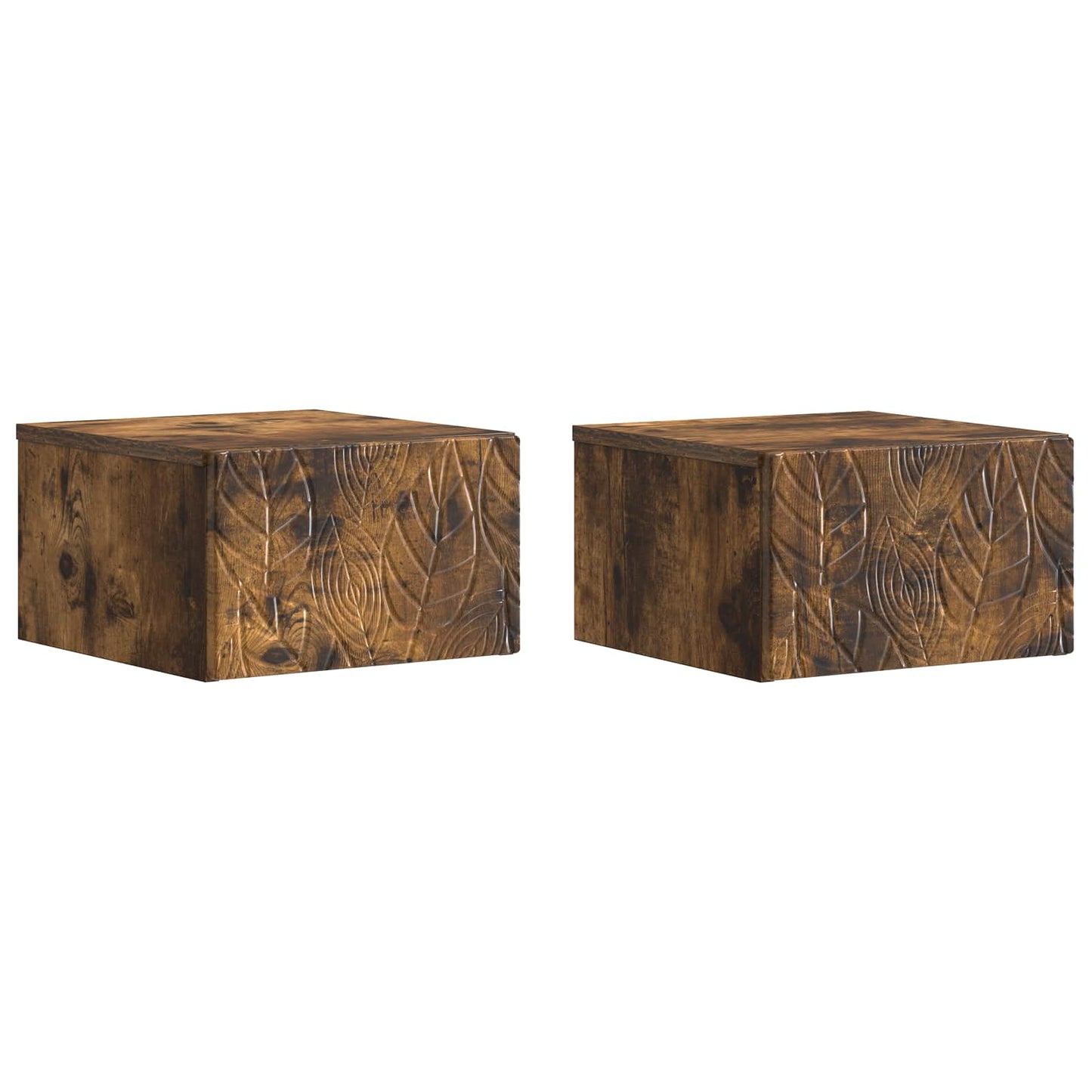 Vegghengt Nattbord 2 pcs Røkt Eik 49 x 34,5 x 20 cm