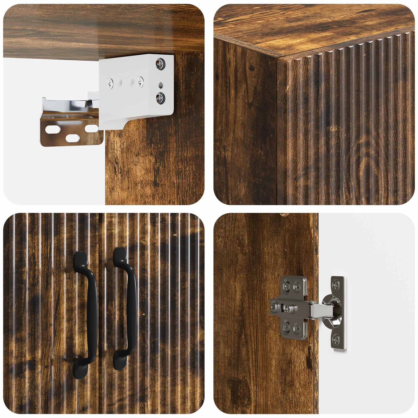 Vegghengt skap Røkt Eik 66 x 34,5 x 90 cm Konstruert tre
