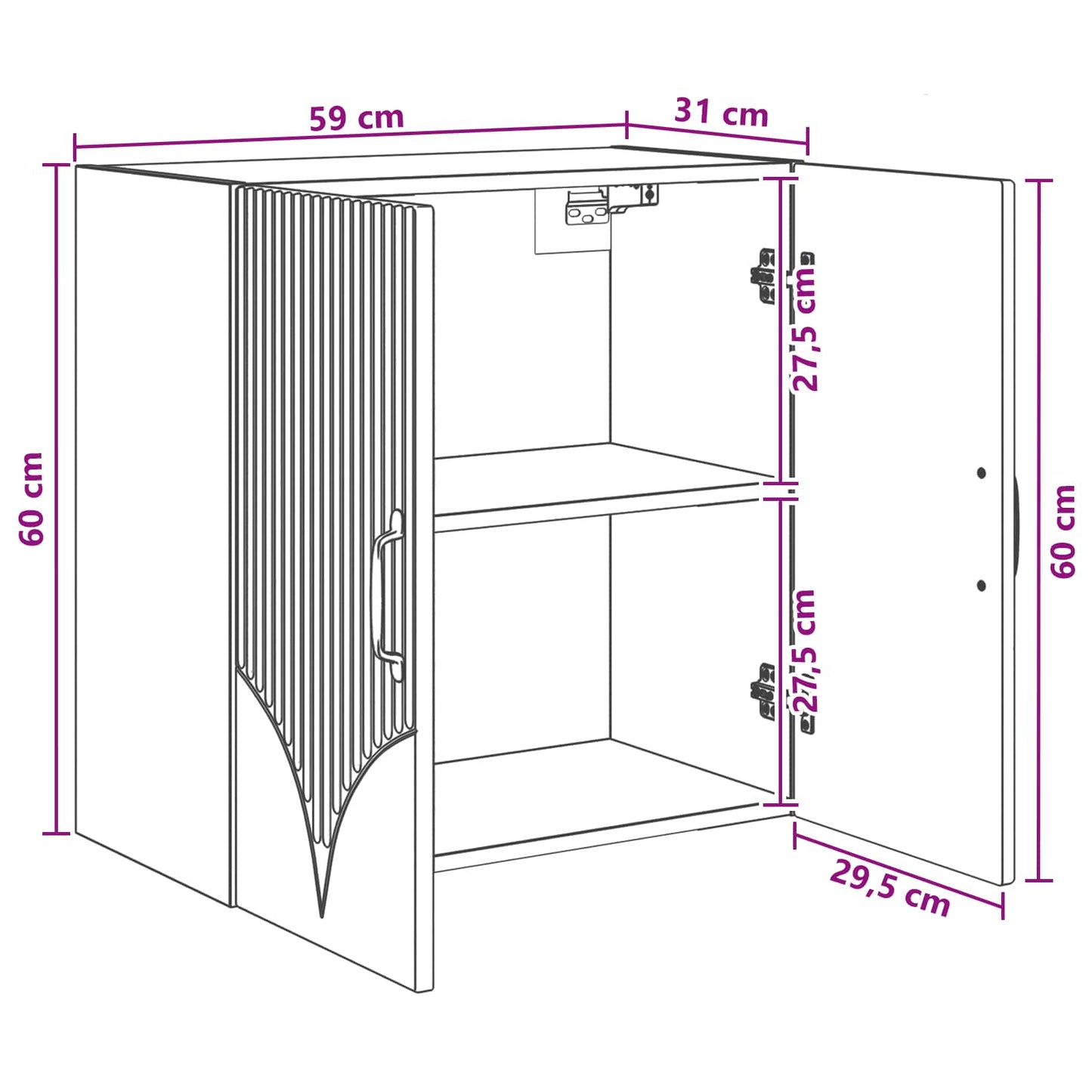 Vegghengt skap Artisan eik 59 x 31 x 60 cm Konstruert tre