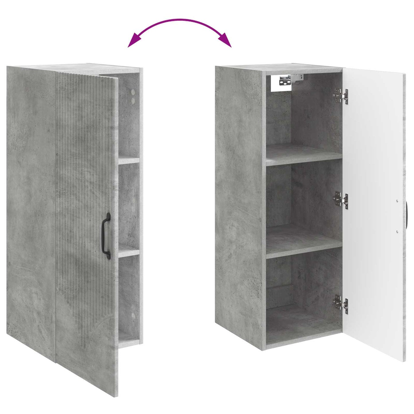 Vegghengt skap Betonggrå 33 x 34,5 x 90 cm Konstruert tre