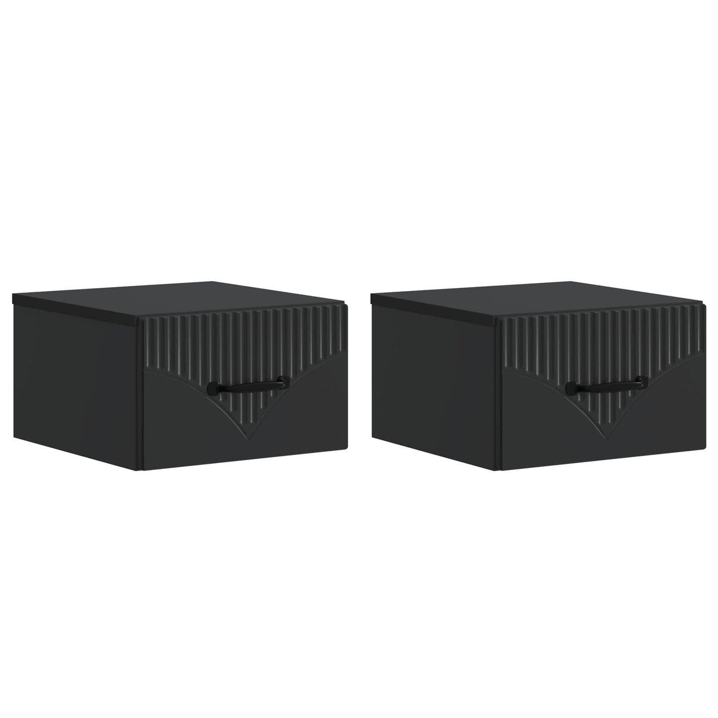 Vegghengt Nattbord 2 pcs Svart 34,5 x 33 x 20 cm Konstruert tre