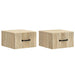 Vegghengt Nattbord med skuff 2 pcs Sonoma eik 34,5 x 33 x 20 cm