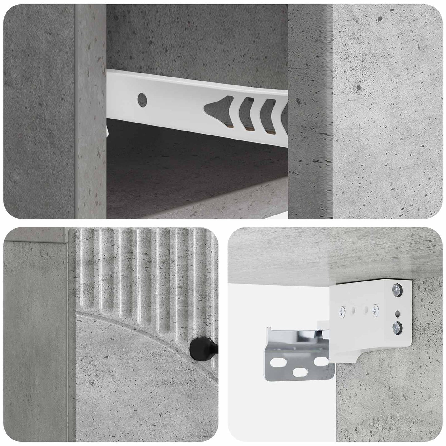 Vegghengt Nattbord med skuff 2 pcs Betonggrå 34,5 x 33 x 20 cm