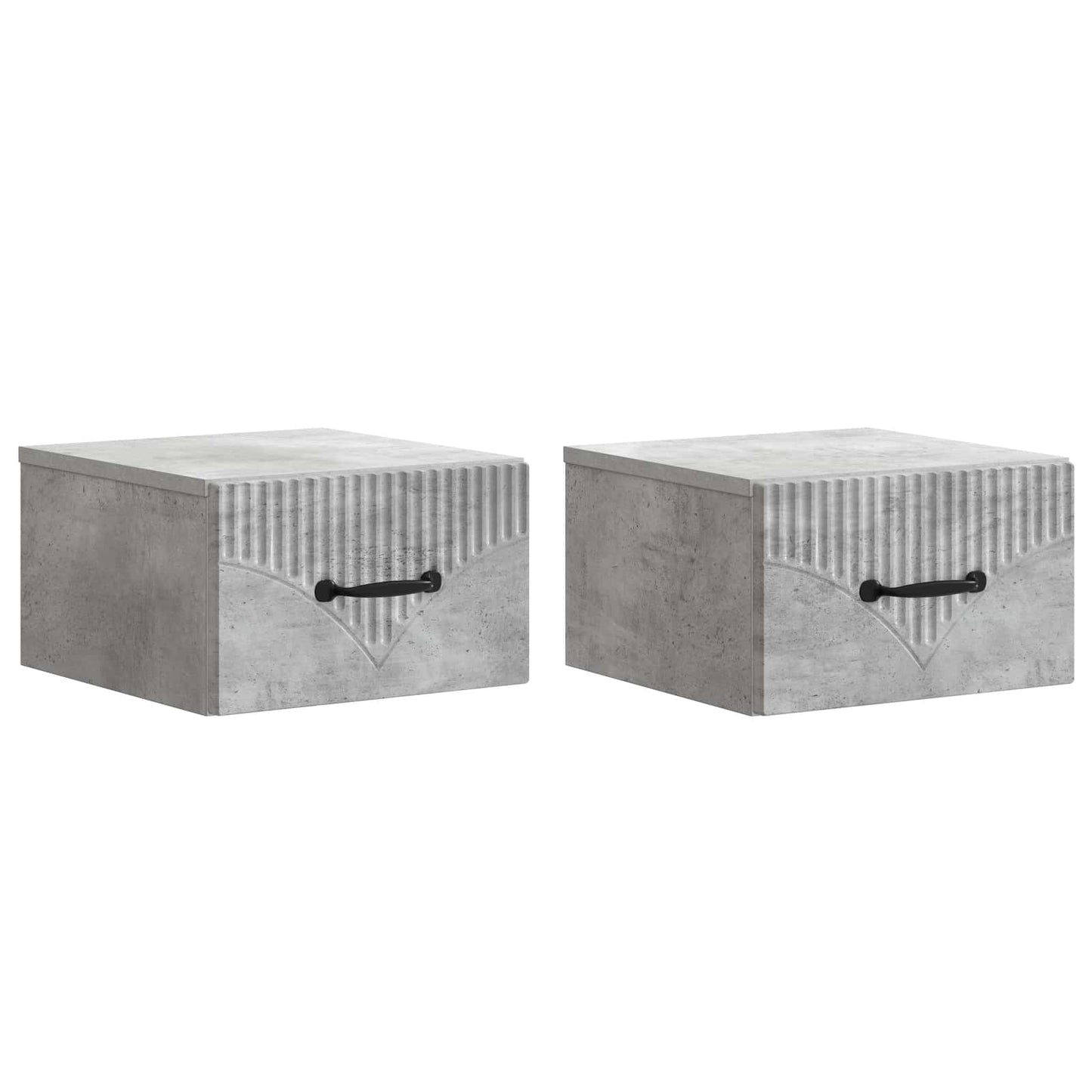 Vegghengt Nattbord med skuff 2 pcs Betonggrå 34,5 x 33 x 20 cm