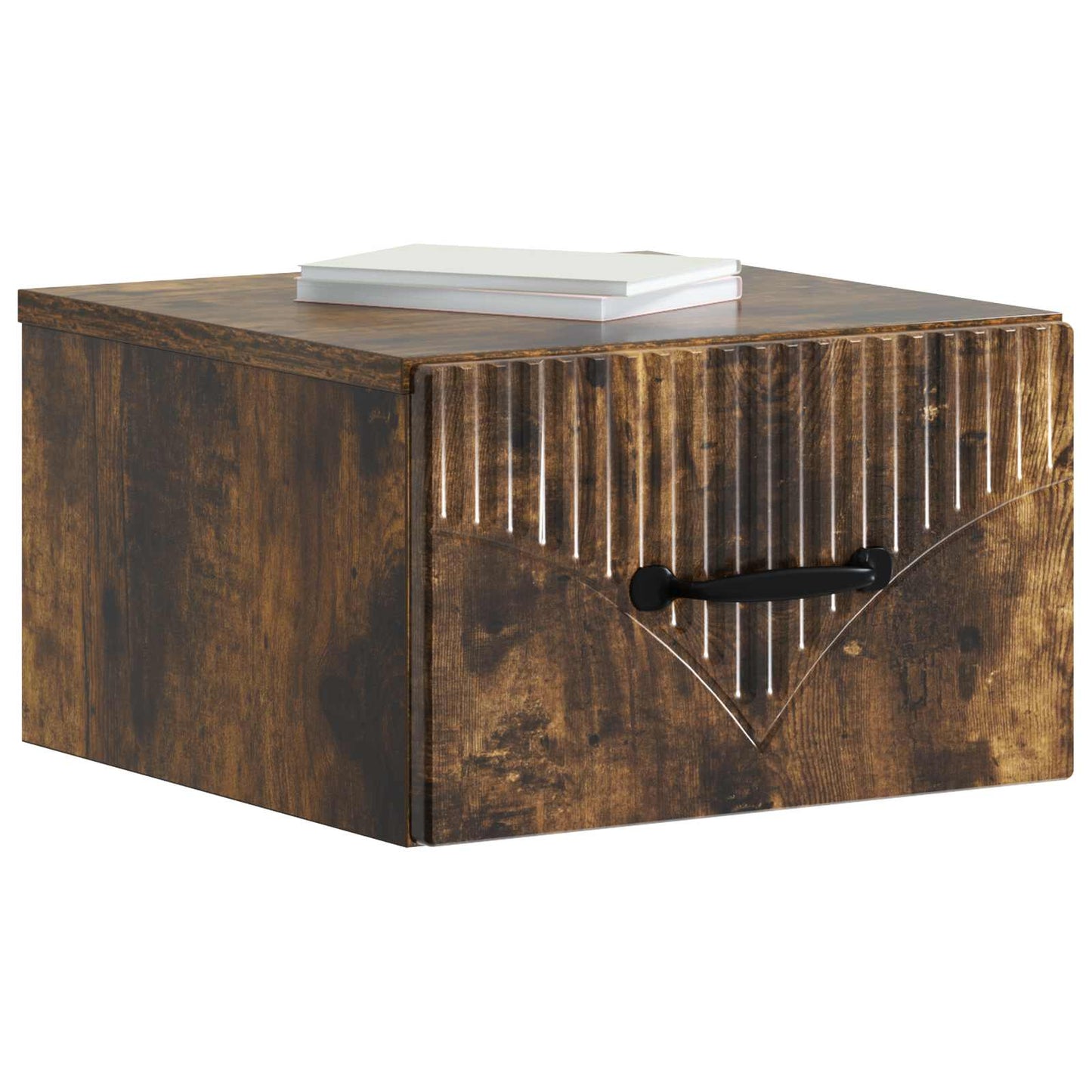 Vegghengt Nattbord med skuff 2 pcs Røkt Eik 34,5 x 33 x 20 cm