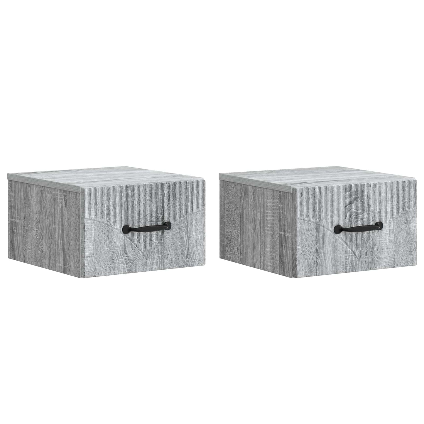 Vegghengt Nattbord med skuff 2 pcs Grå sonoma 34,5 x 33 x 20 cm
