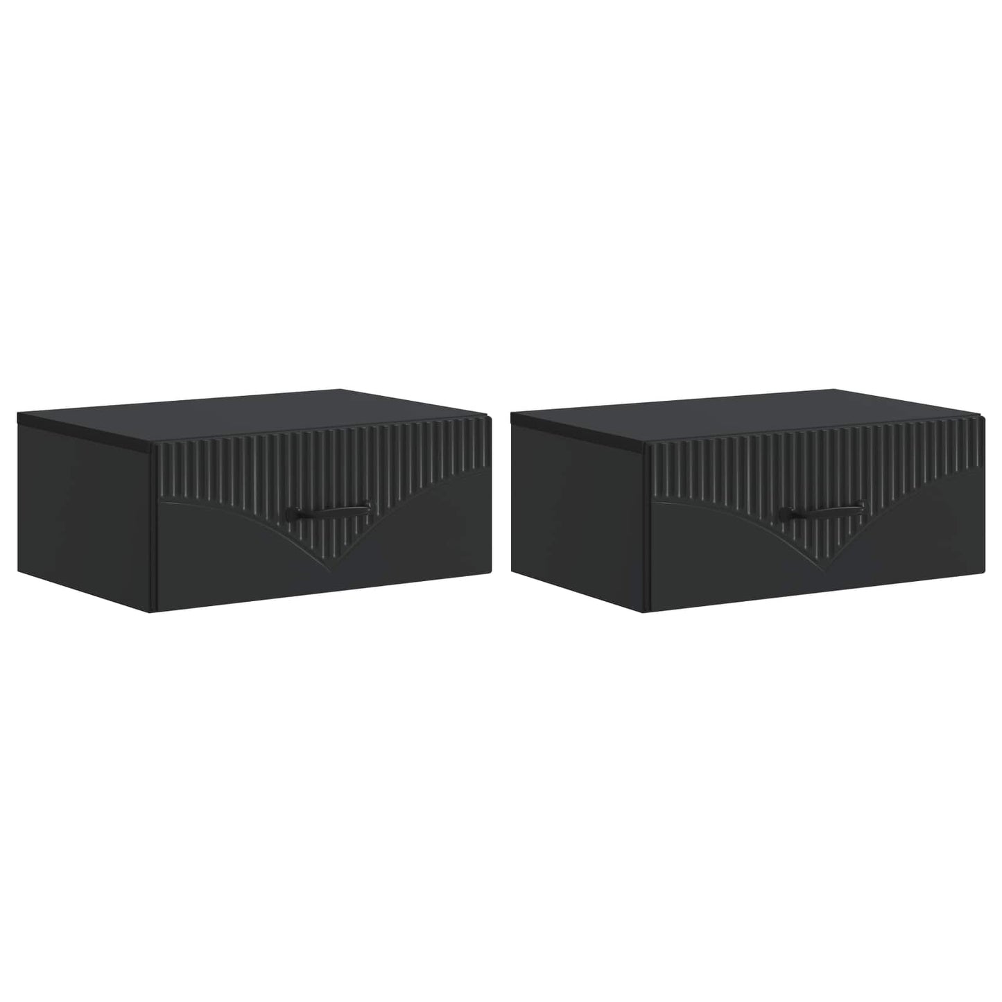 Vegghengt Nattbord 2 pcs Svart 49 x 34,5 x 20 cm Konstruert tre