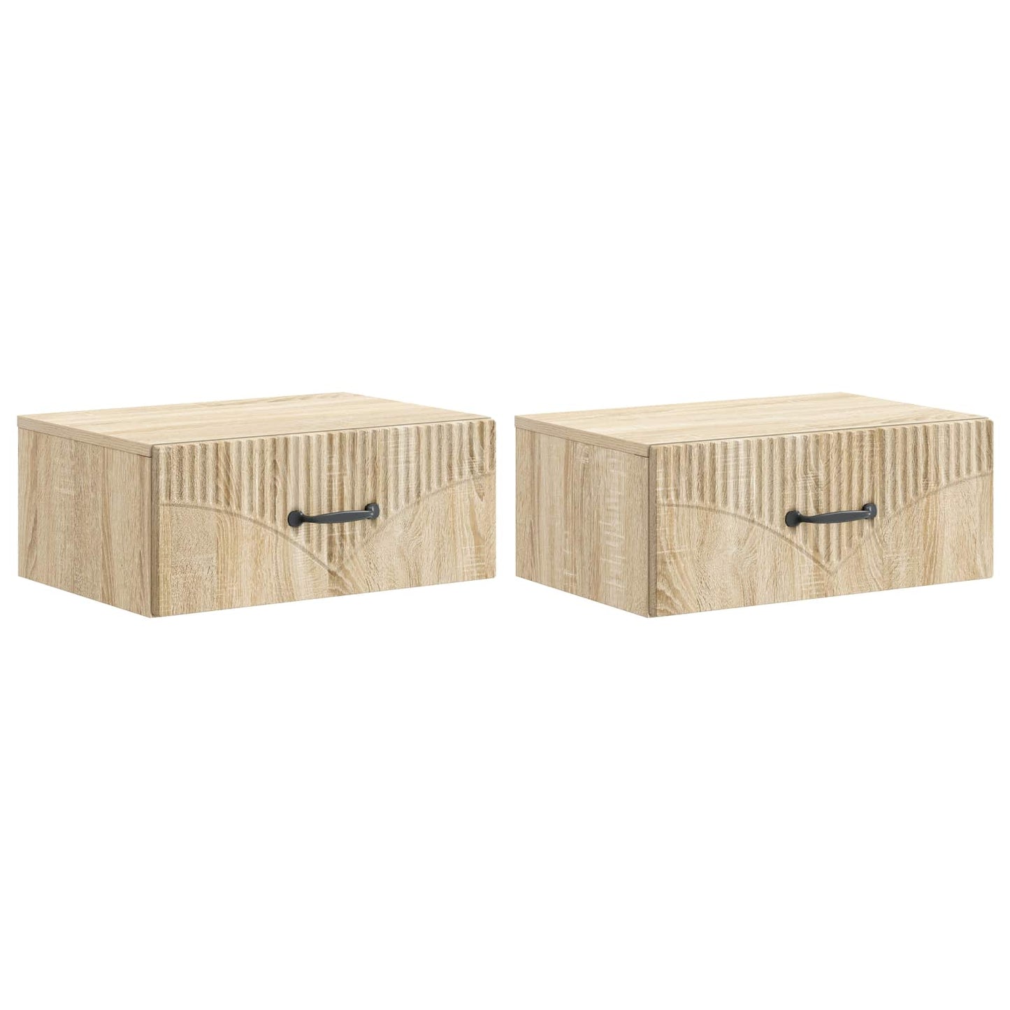 Vegghengt Nattbord med skuff 2 pcs Sonoma eik 49 x 34,5 x 20 cm