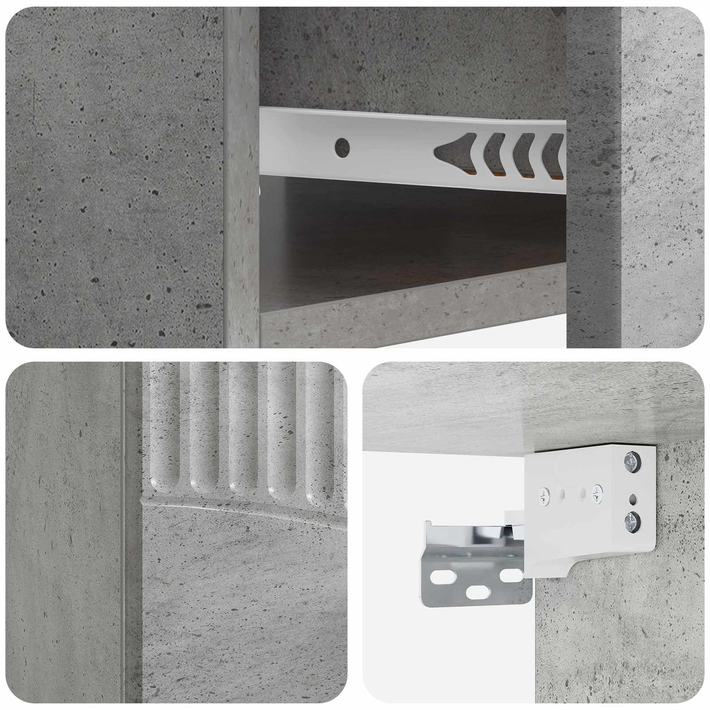Vegghengt Nattbord med skuff 2 pcs Betonggrå 49 x 34,5 x 20 cm