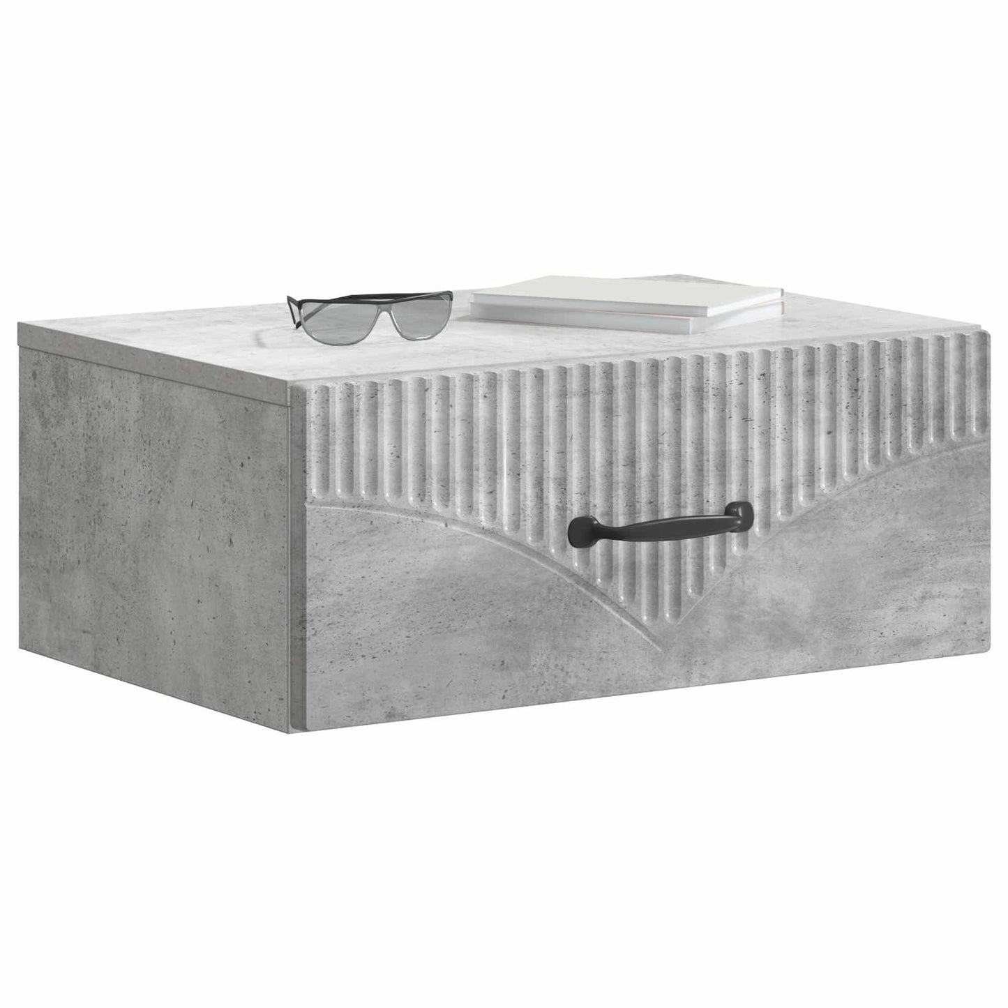 Vegghengt Nattbord med skuff 2 pcs Betonggrå 49 x 34,5 x 20 cm