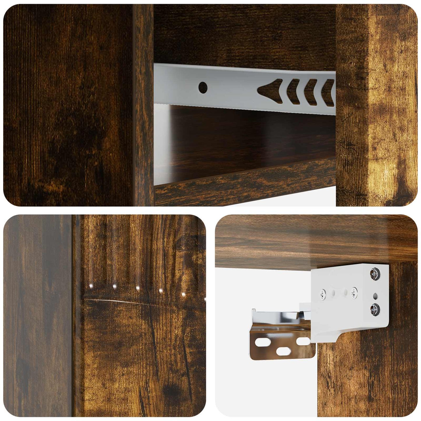 Vegghengt Nattbord Røkt Eik 49 x 34,5 x 20 cm Konstruert tre