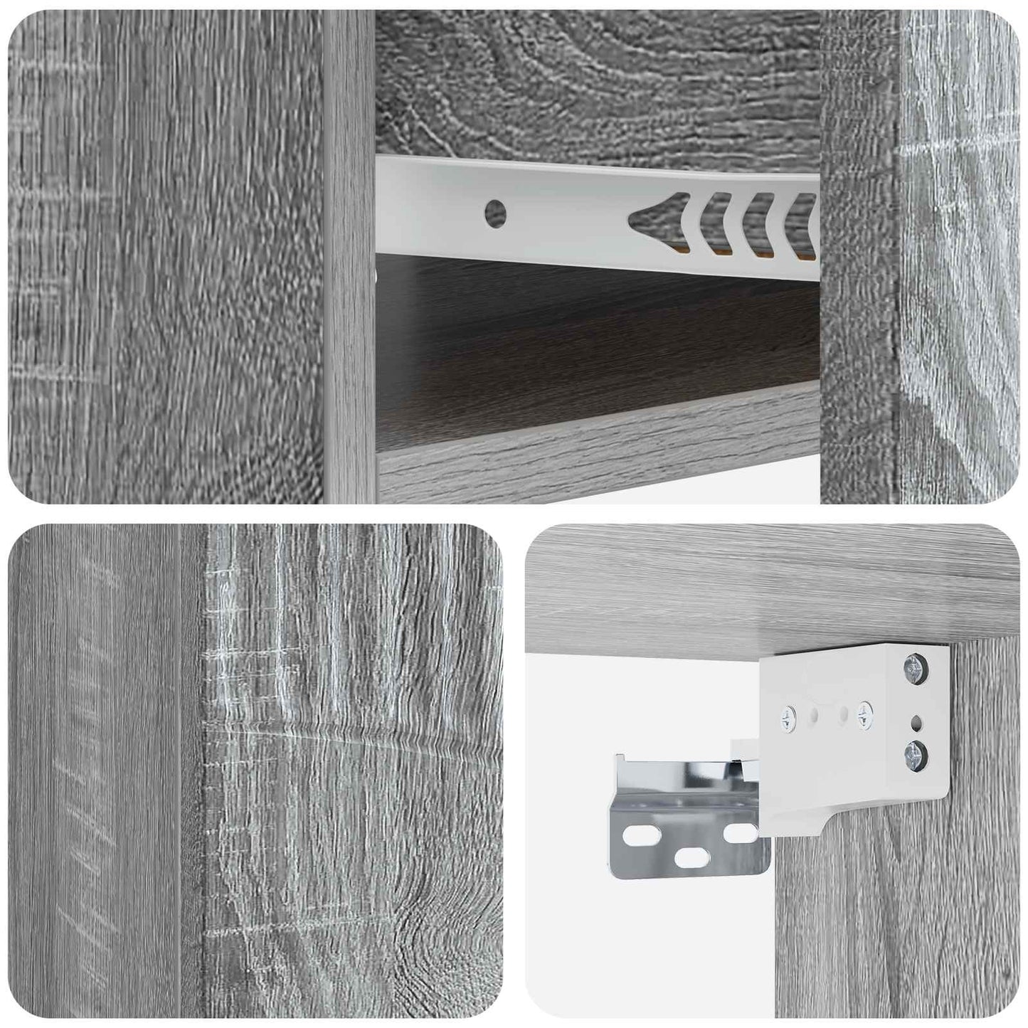Vegghengt Nattbord med skuff 2 pcs Grå sonoma 49 x 34,5 x 20 cm