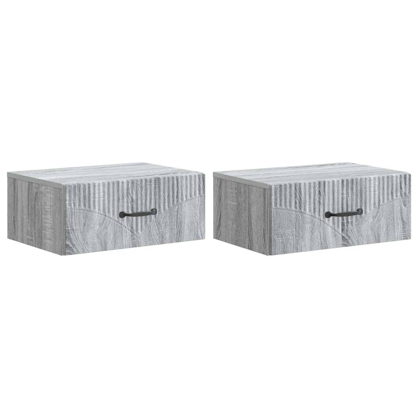 Vegghengt Nattbord med skuff 2 pcs Grå sonoma 49 x 34,5 x 20 cm